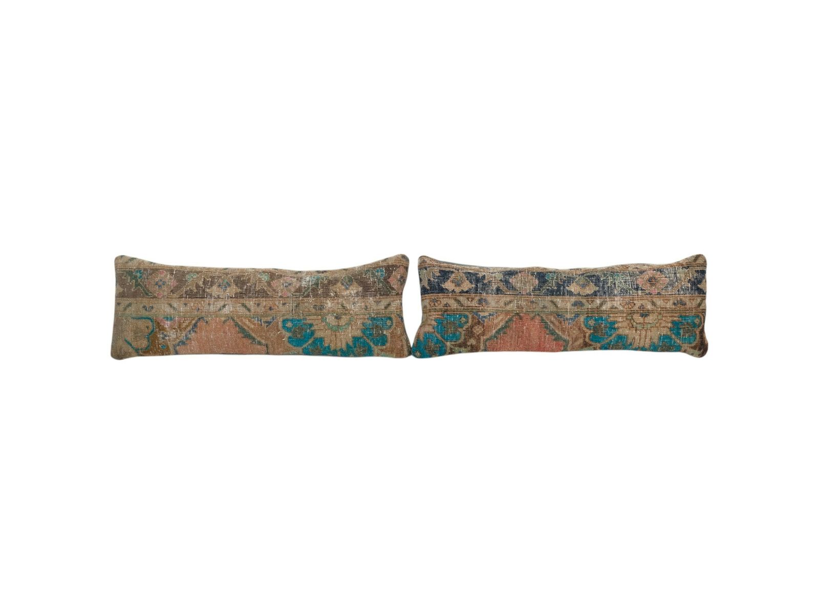 Turkish Bedding Rug Pillow Cover, Set Of Two Ethnic Handmade Oushak Lumbar Cover,  Carpet Soft Wool Pillow