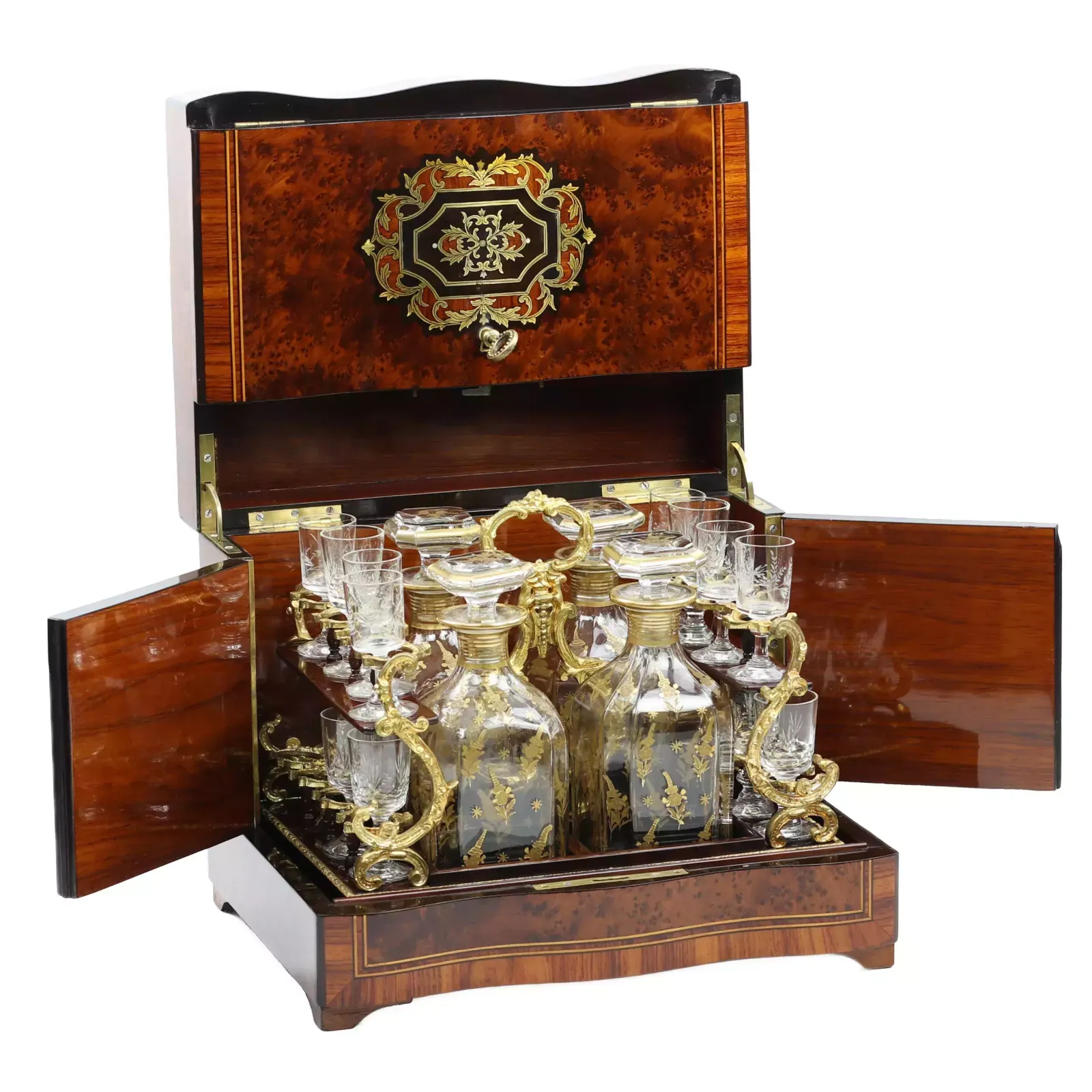 Carriage Bar In Marquetry Technique In The Style Of Napoleon III. 19th Century.