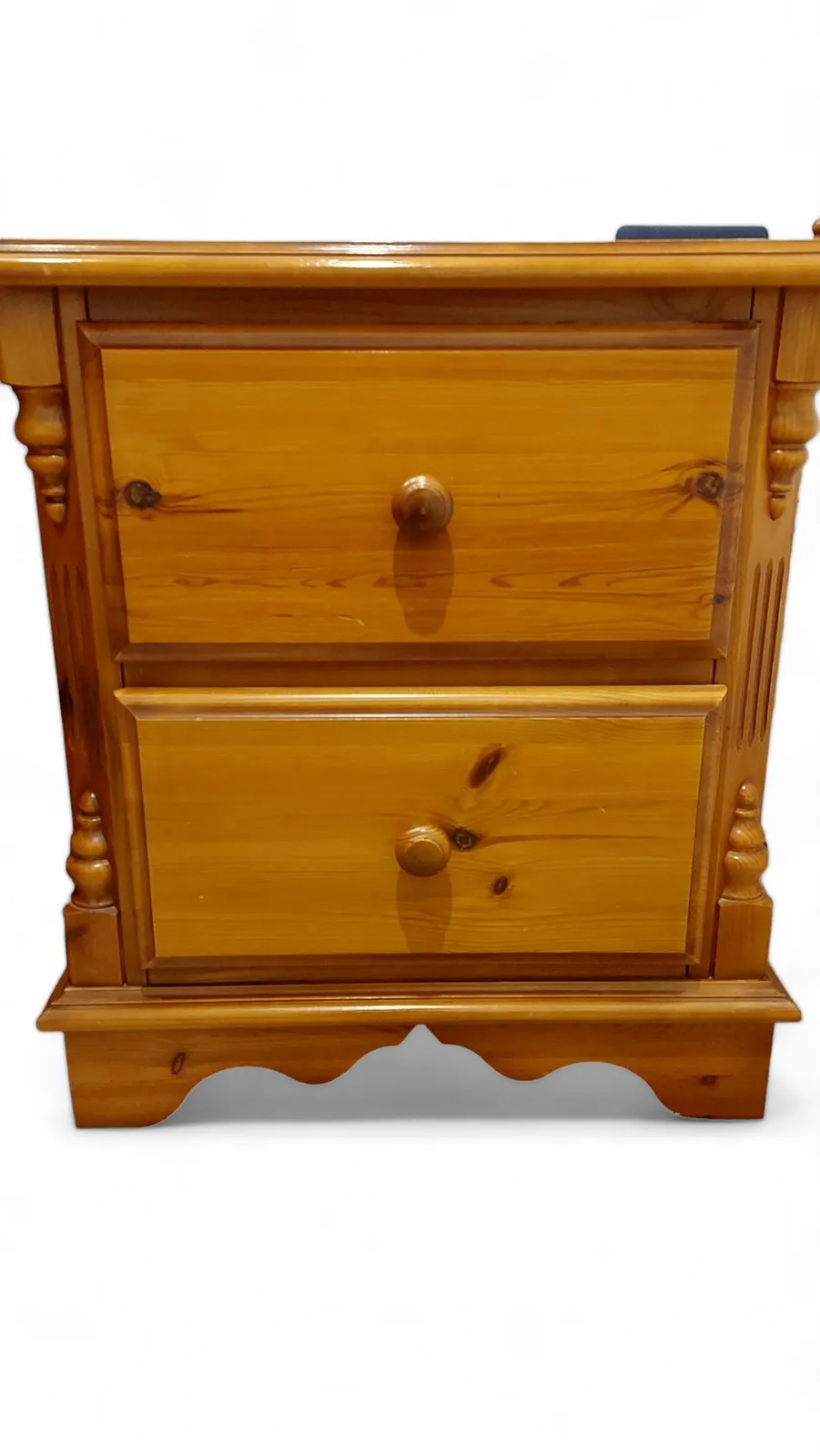 Pair English Country Windsor Pine Farmhouse Large Bedside Tables Oka Lombok photo furniture