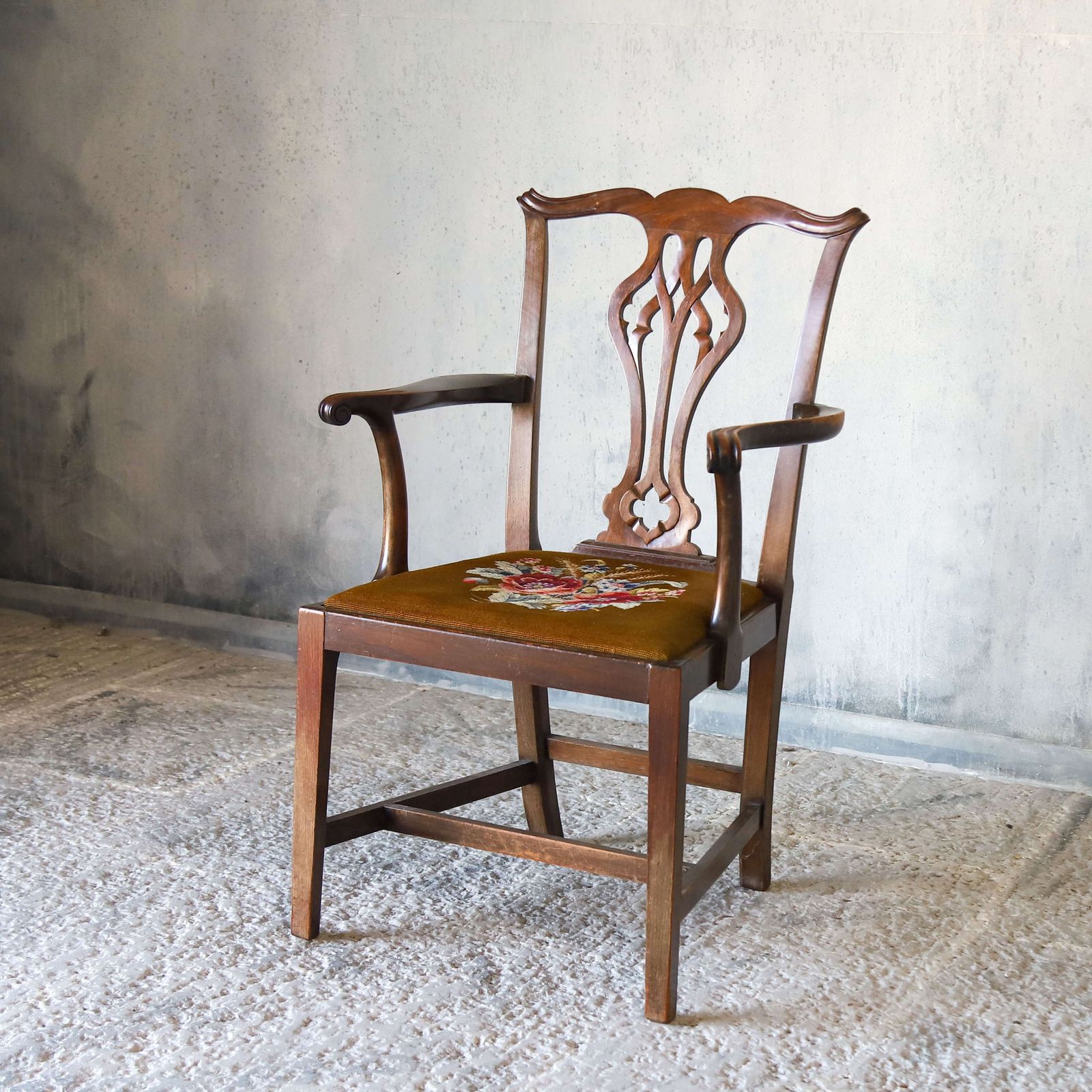 Furniture English Regency Period Country House Style Chair With Tapestry Seat photo