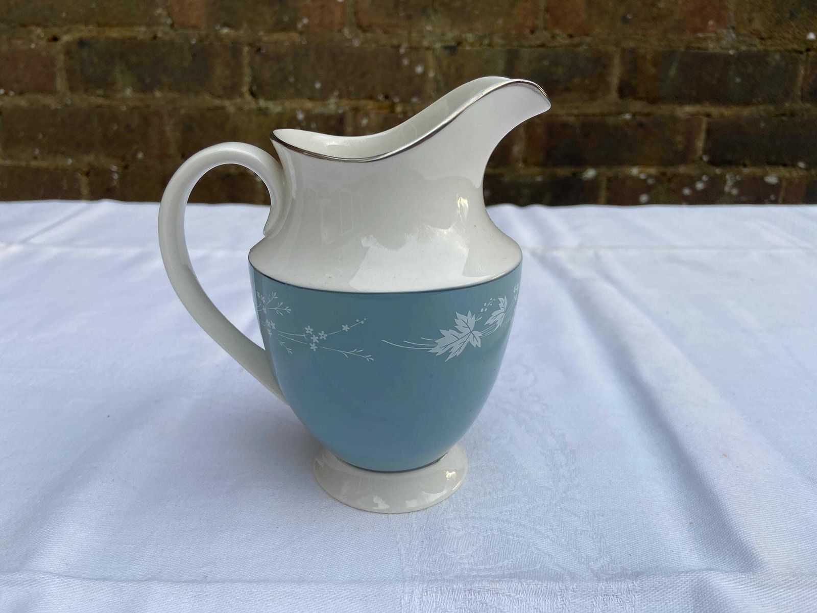 Six Place Vintage Dinner Service Reflection Mid Century Royal Doulton   37 Pieces   Vgc   Blue Grey Floral Pattern With White photo vinterior