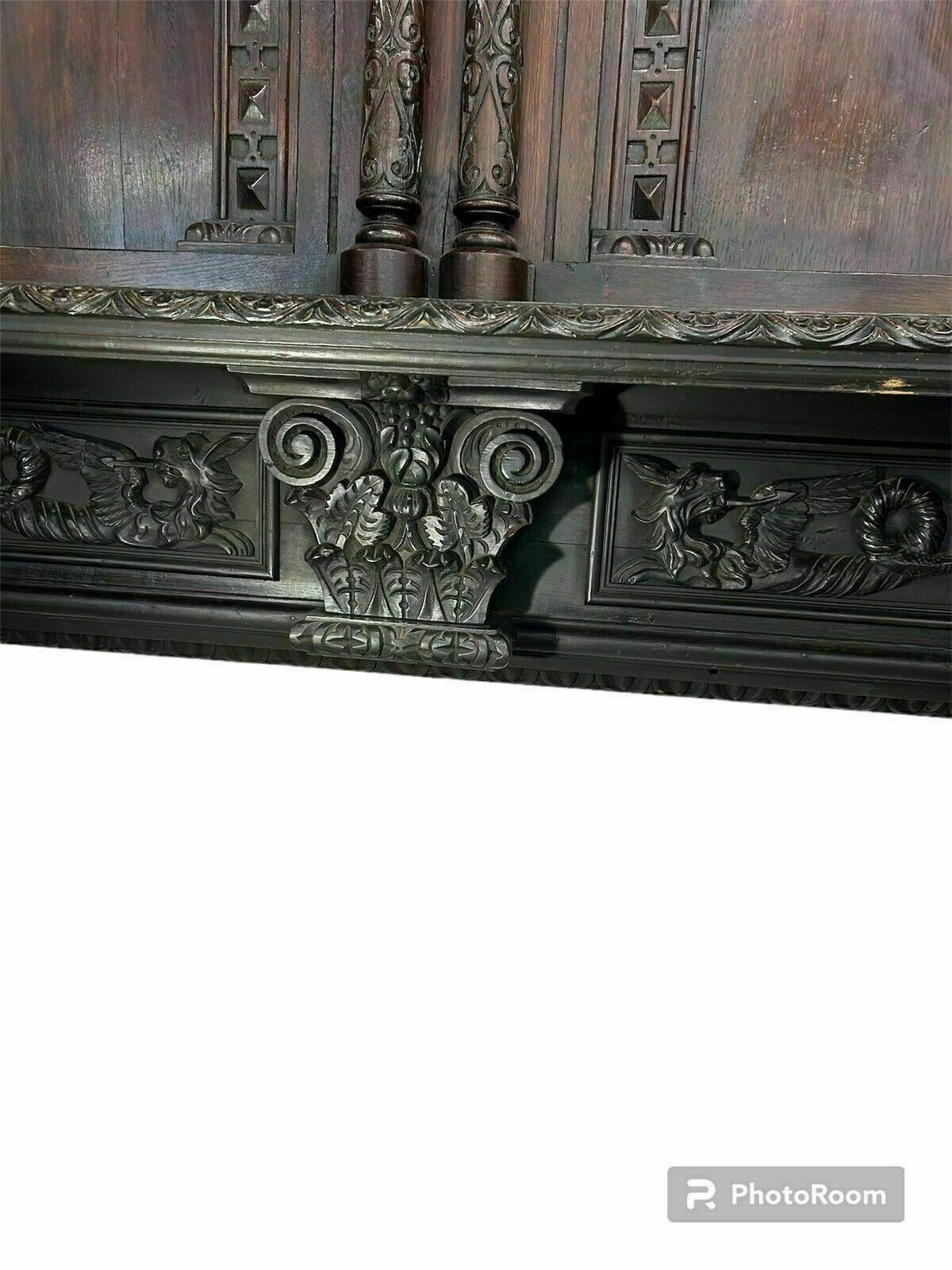 Solid Oak Carved Antique Fireplace Surround Period Wood Overmantel Reclaimed photo buy