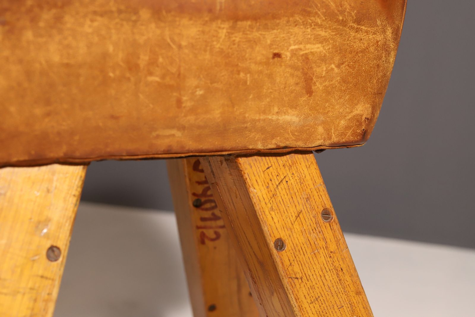 Gymnastic Leather Pommel Horse, Czechoslovakia, 1950’s photo vintage