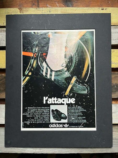 Vintage Adidas Cycling Shoes Advertisement 1975 Print L'attaque" photo furniture