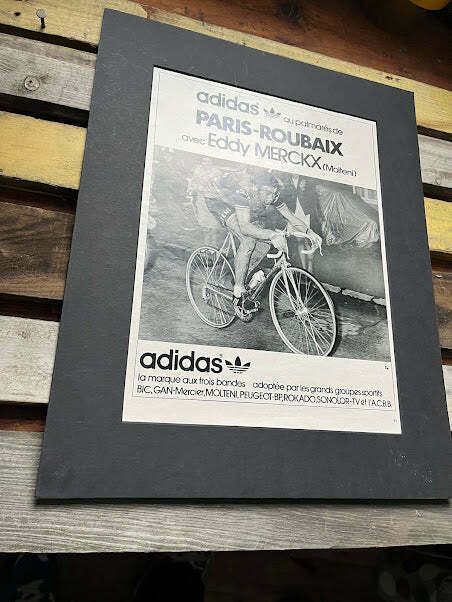 Vintage Adidas Advertisement 1975 Print Eddy Merckx Paris Roubaix photo furniture