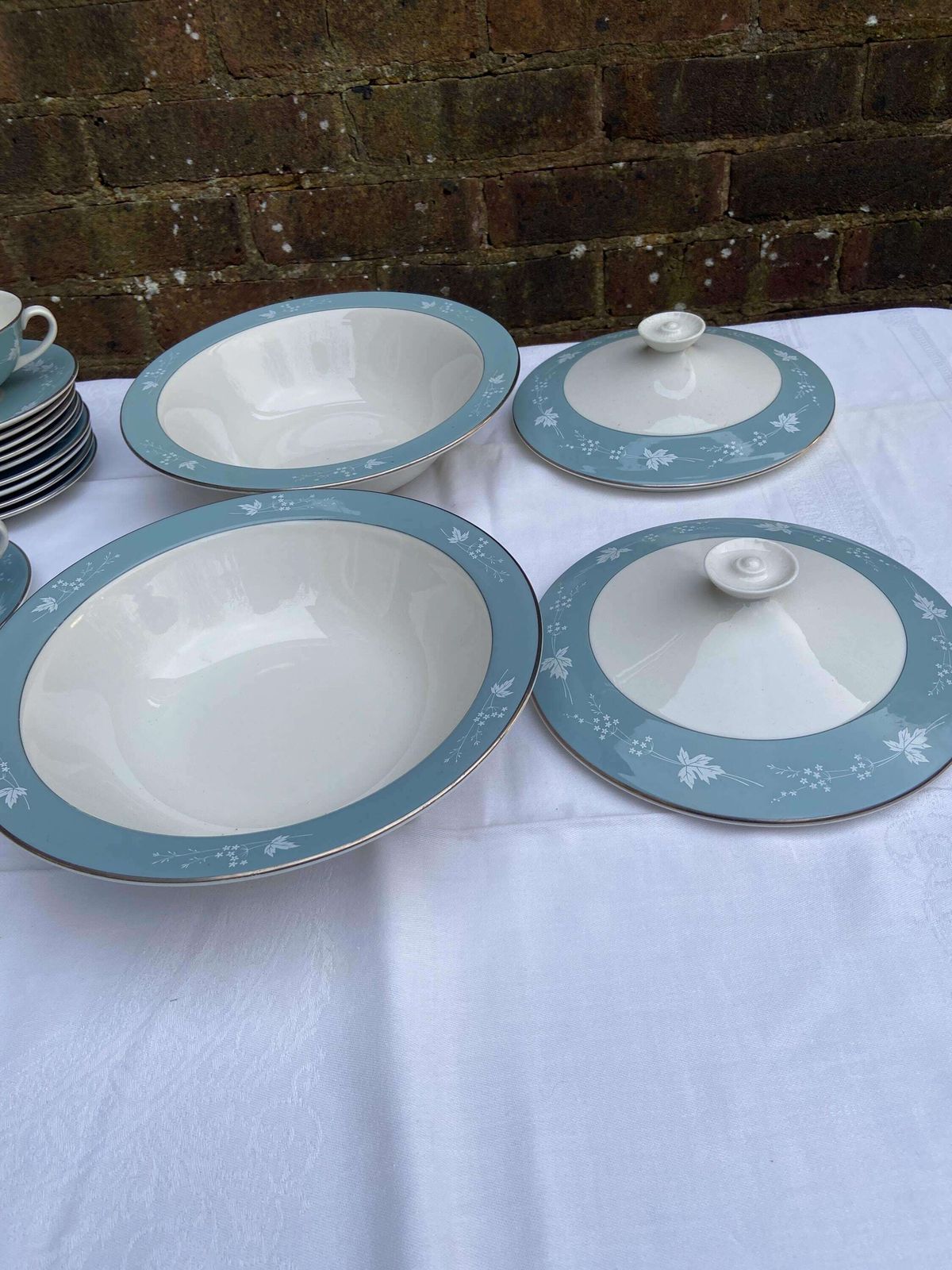 Mid Century Reflection Royal Doulton Dinner Service   83 Pieces   Vgc   Blue Grey Floral Pattern With White photo furniture