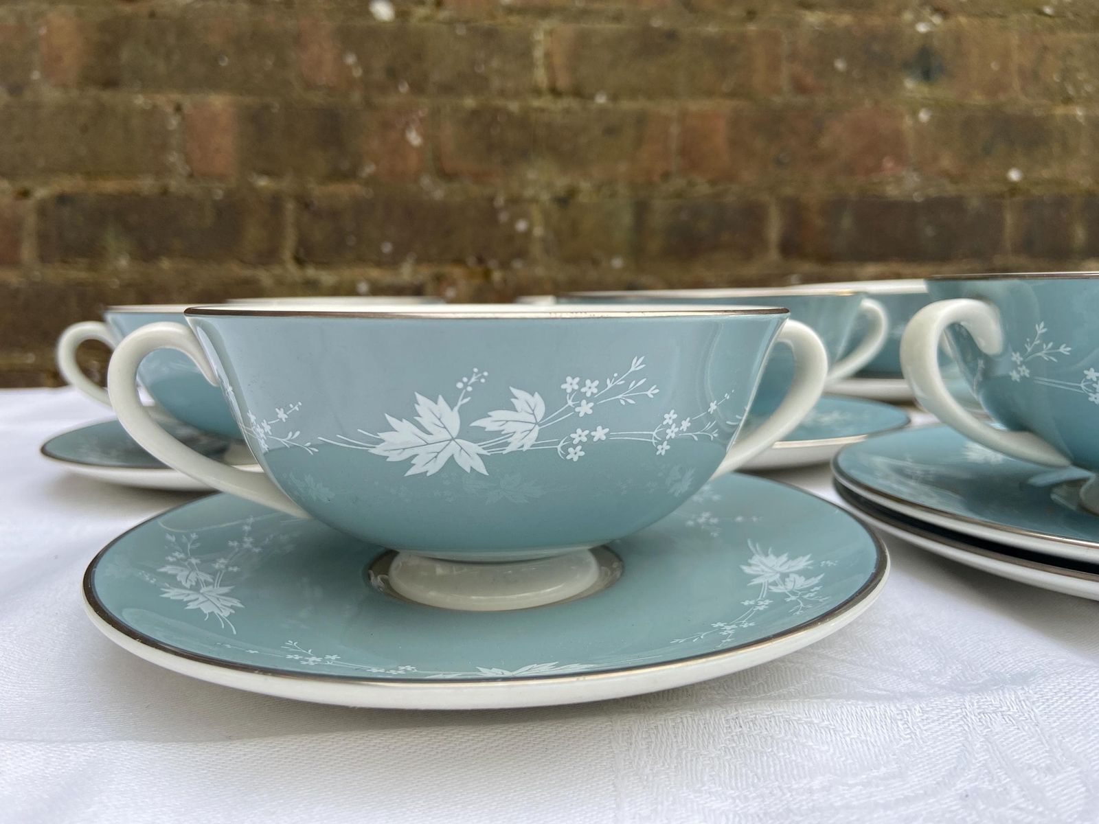 photo furniture Mid Century Reflection Royal Doulton Dinner Service   83 Pieces   Vgc   Blue Grey Floral Pattern With White