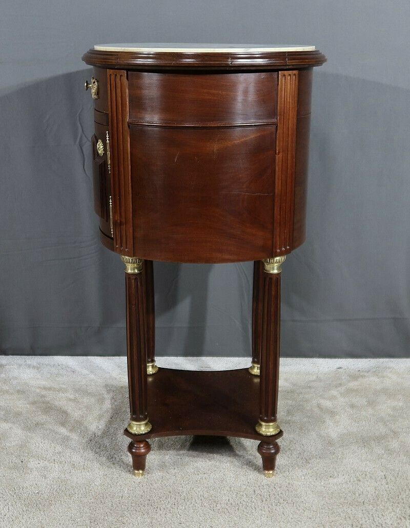 photo vintage Small Mahogany Drum Table, Louis XVI Style – Late 19th Century