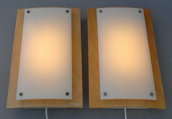 Beech And Acrylic Wall Lamps By Lars Bessfelt For Ateljé Lyktan, Sweden, 1980s, Set Of 2 photo Lighting