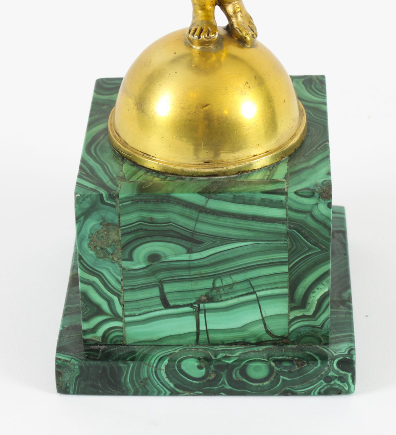 photo buy Antique Regency Ormolu Cherub Tazza With Malachite & Blue John 19th C