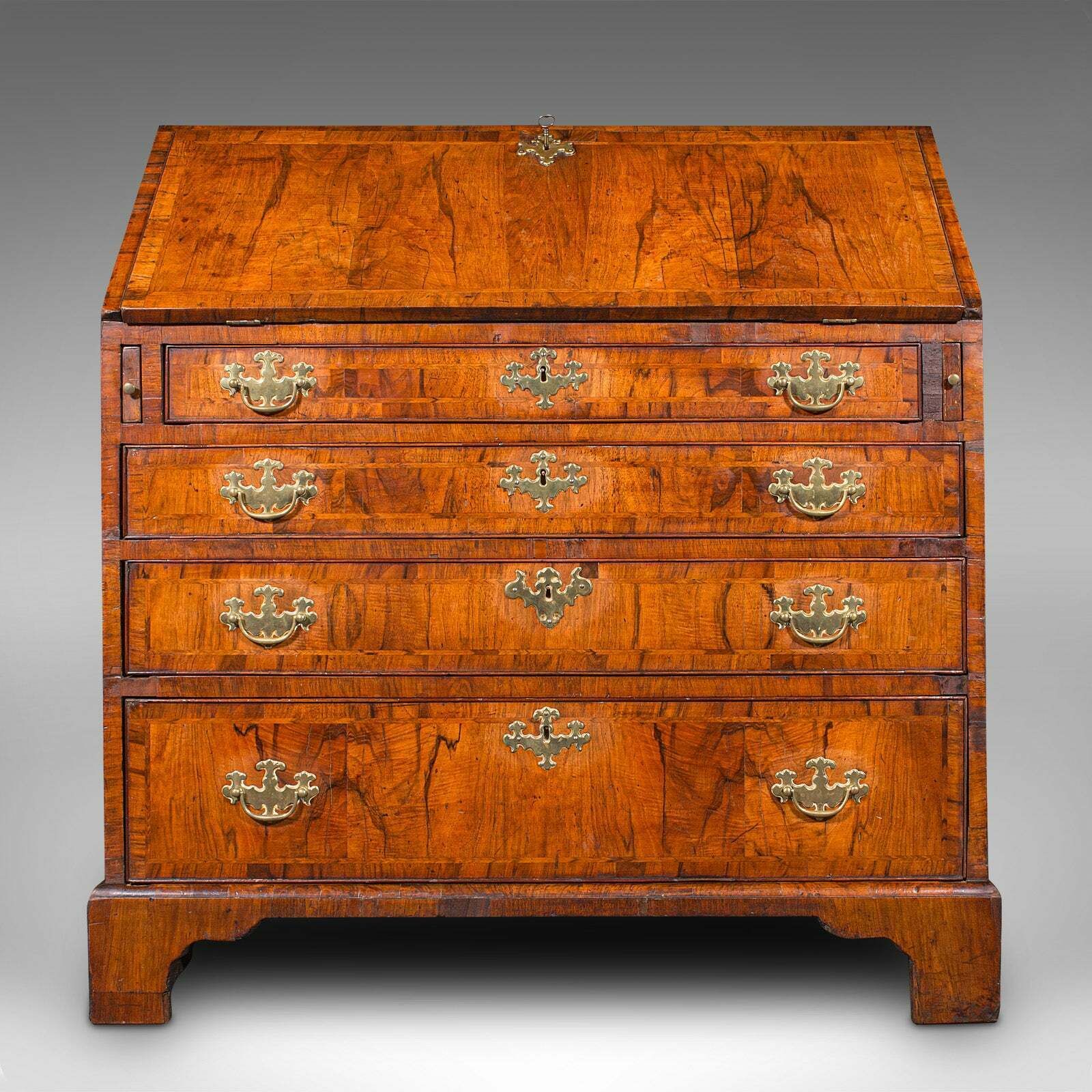 Antique Gentleman's Bureau, English, Walnut, Writing Desk, Secretaire, Georgian photo Furniture