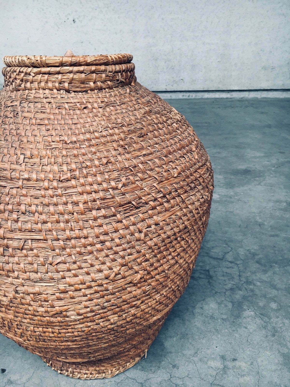 Woonaccessoires Begin 20e Eeuw Folk Art Primitieve Xl Straw Basket photo