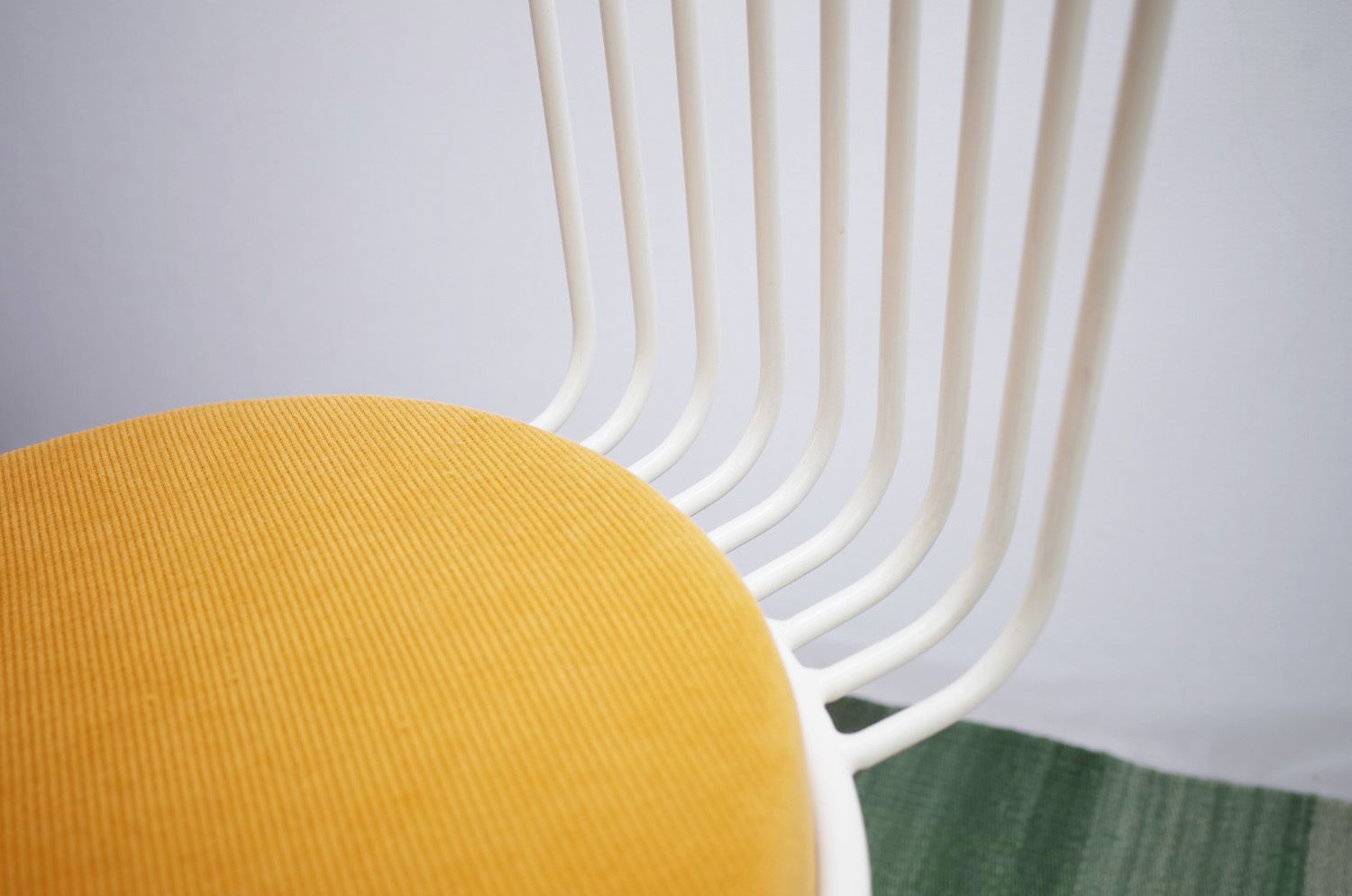 2 X Vintage Metal Garden Chair With Yellow Cushion 1950s photo vintage