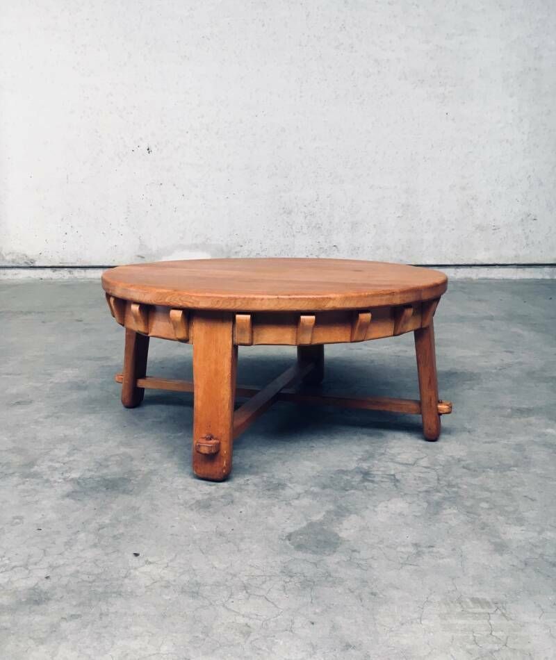 Brutalistisch Vormgegeven Handgemaakte Eiken Salontafel, Nederland, Ca. Jaren 1950 photo for sale