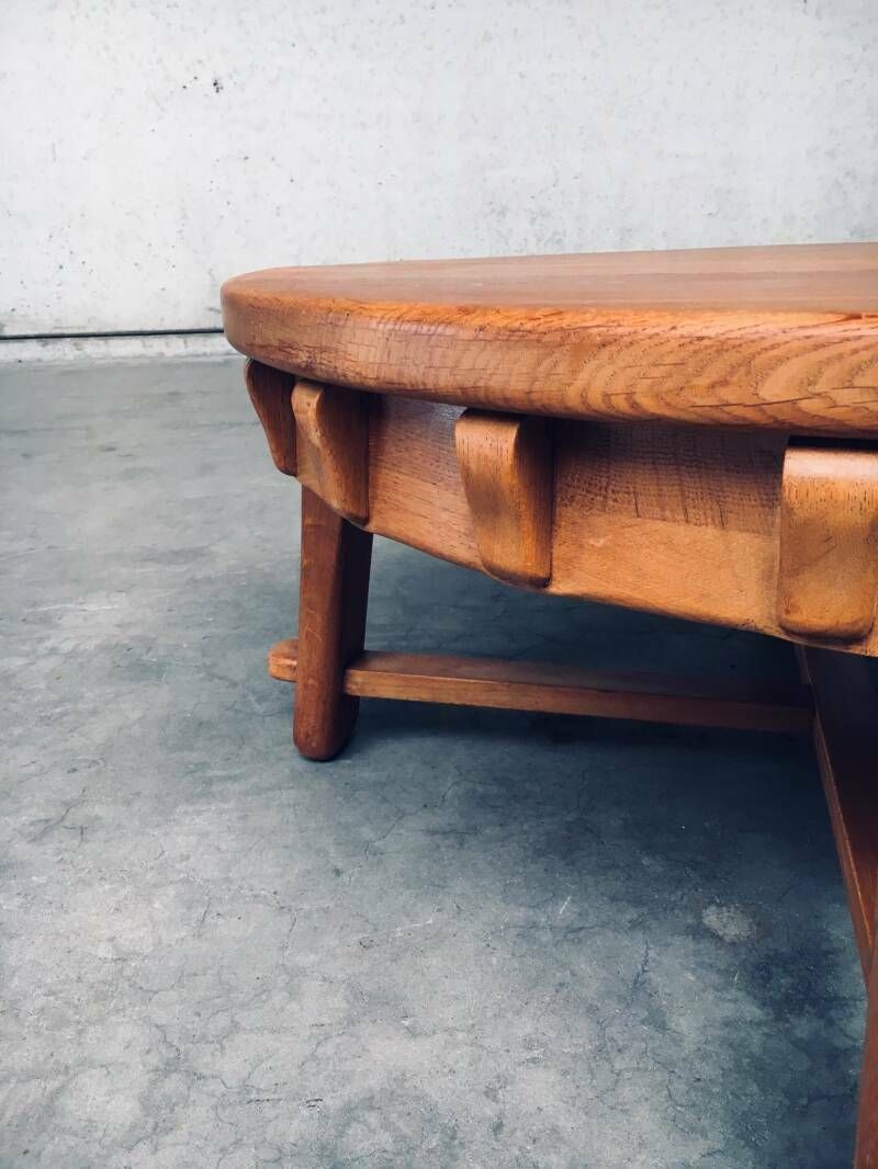 Meubels Brutalistisch Vormgegeven Handgemaakte Eiken Salontafel, Nederland, Ca. Jaren 1950 photo