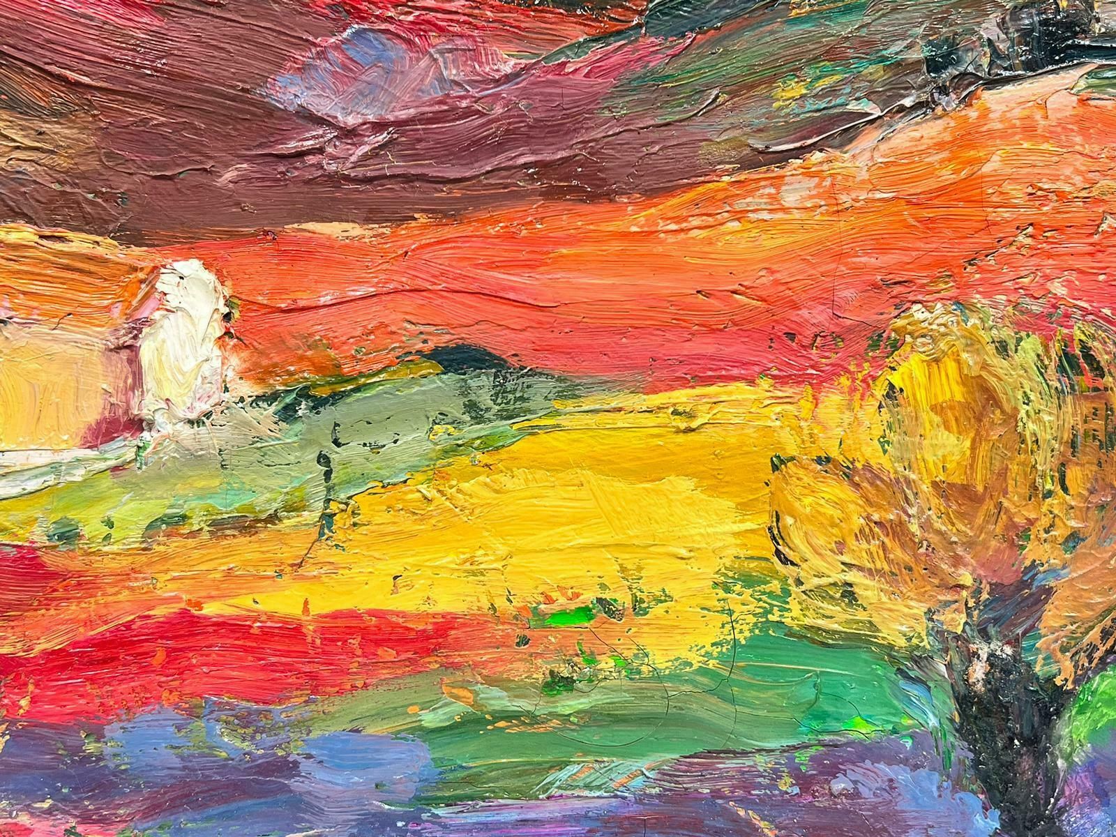 French Mid Century Mid 20th Century French Expressionist Oil Provence Purple Orange Gold Yellow1950's photo for sale
