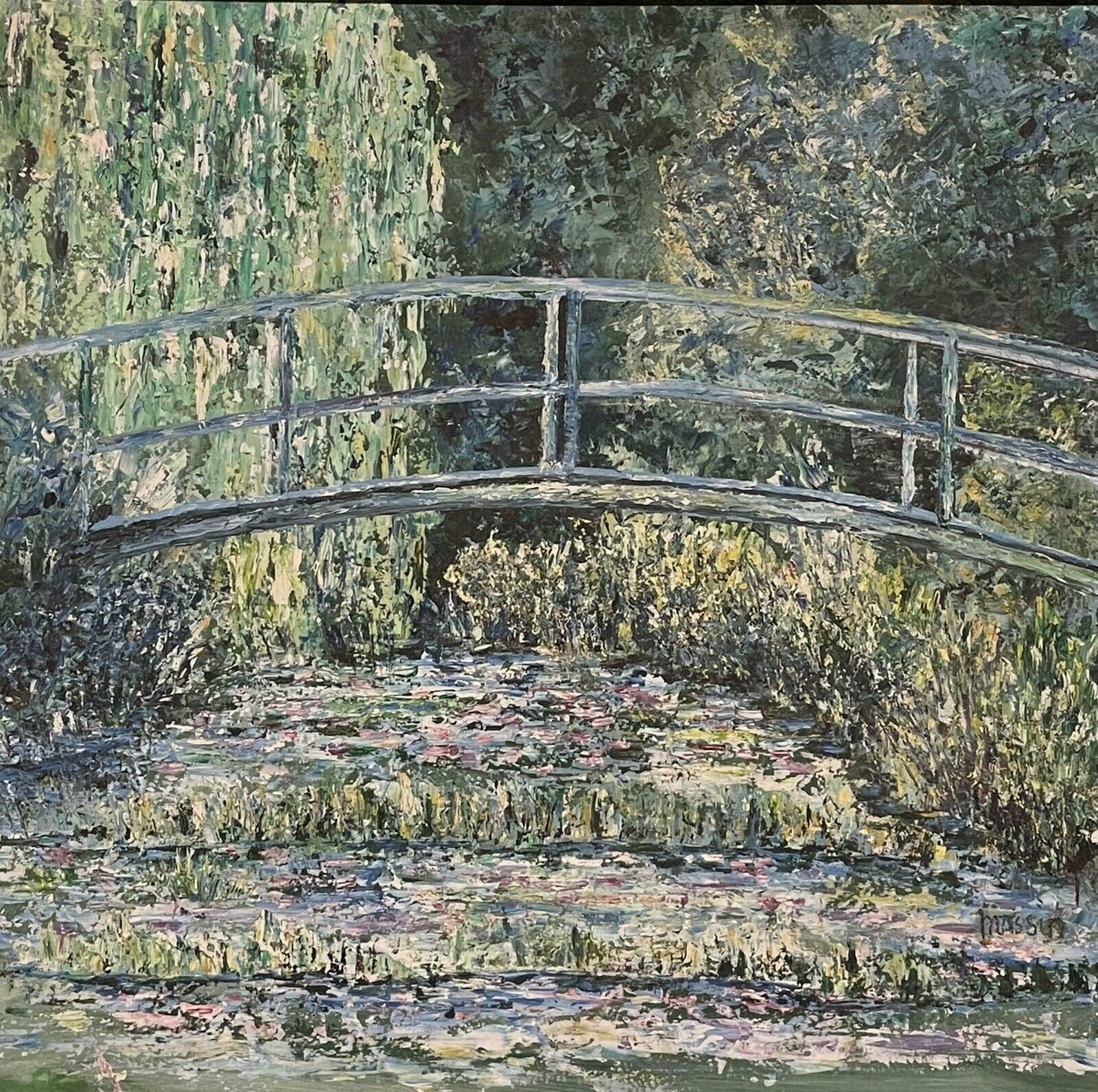 Unknownmonet's Waterlily Pond Giverny Japanese Bridge, Vintage French Impressionist Oilc. 1984