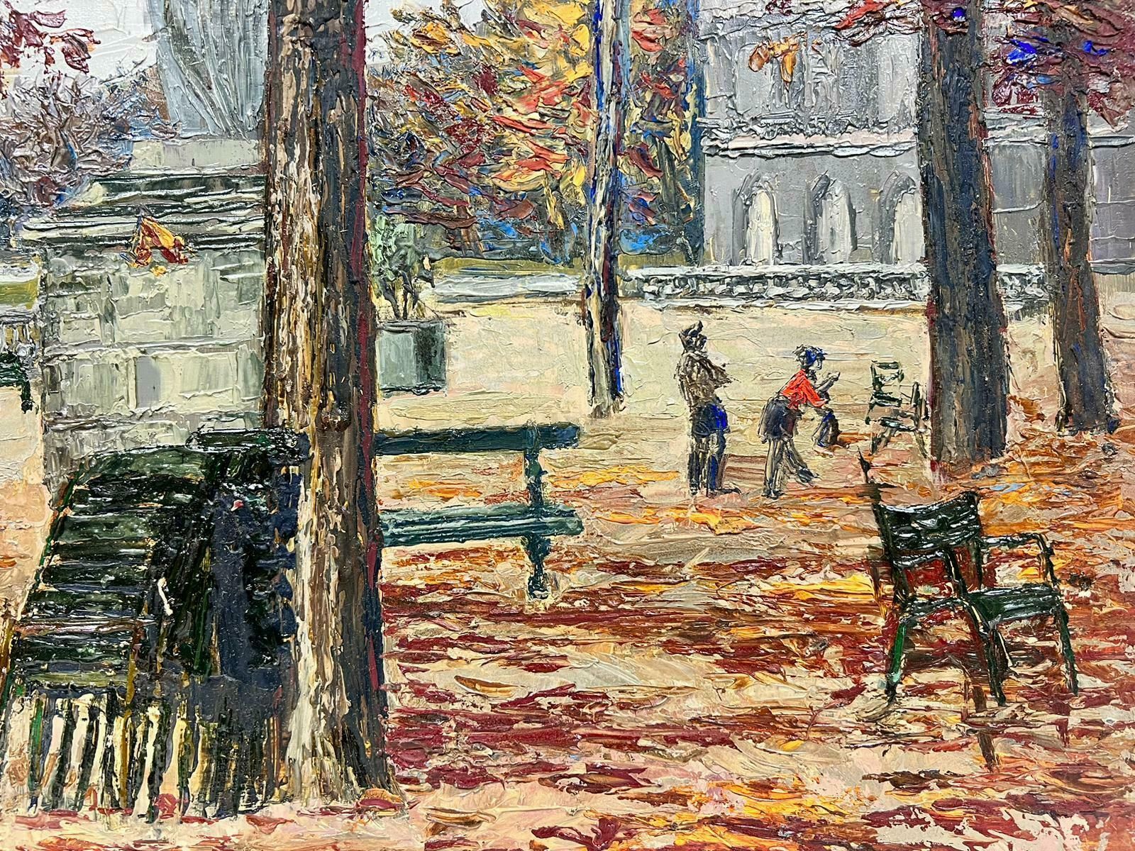 Josine Vignonfigure Sat On In The Autumn Garden Of Luxembourg Thick Oil Impasto Landscape1960's photo 1479.0