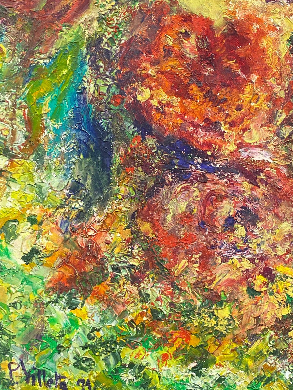 P Vilette20th Century Original French Expressionist Oil Painting Explosion Of Colours20th Century photo Art