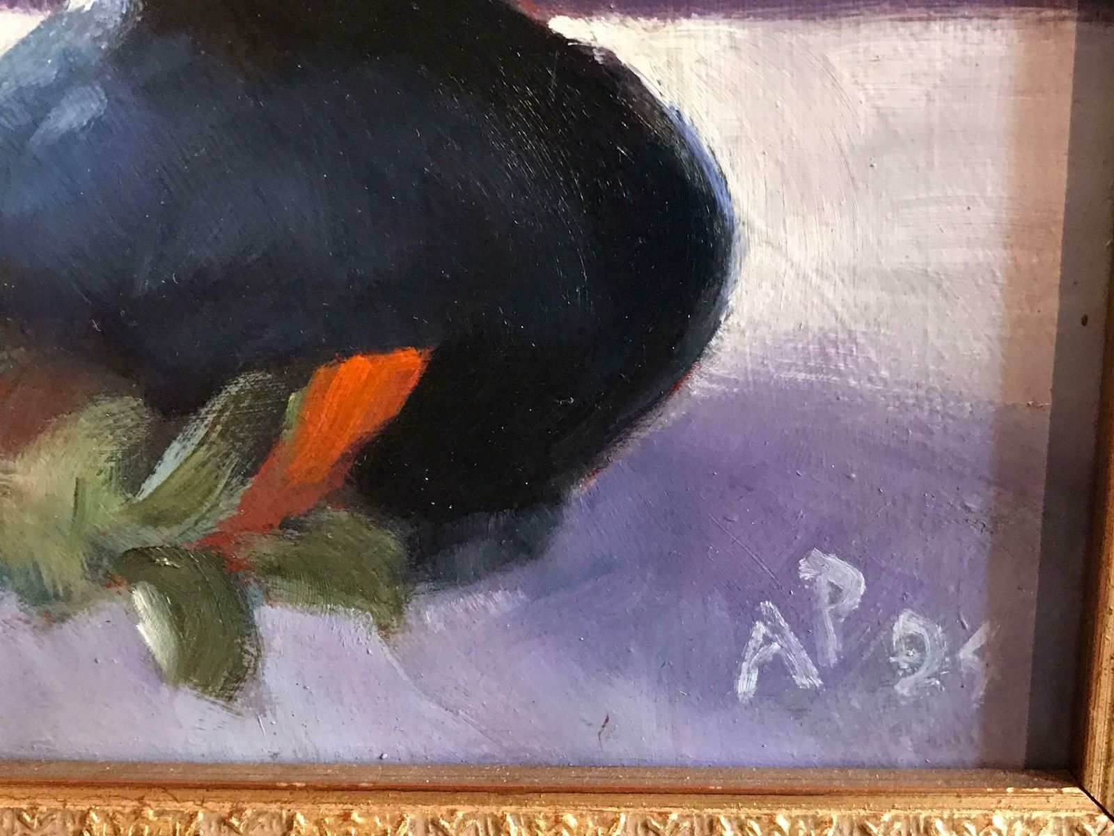 Arthur Passbritish Still Life Lilies And Blue Vase, Signed Oilc. 1995 photo vintage