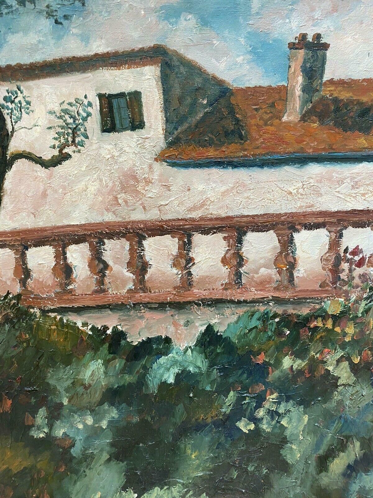 Fernand Audetfernand Audet (1923 2016) French Impressionist Oil   Garden Terrace Beside Housemid 20th Century photo Art