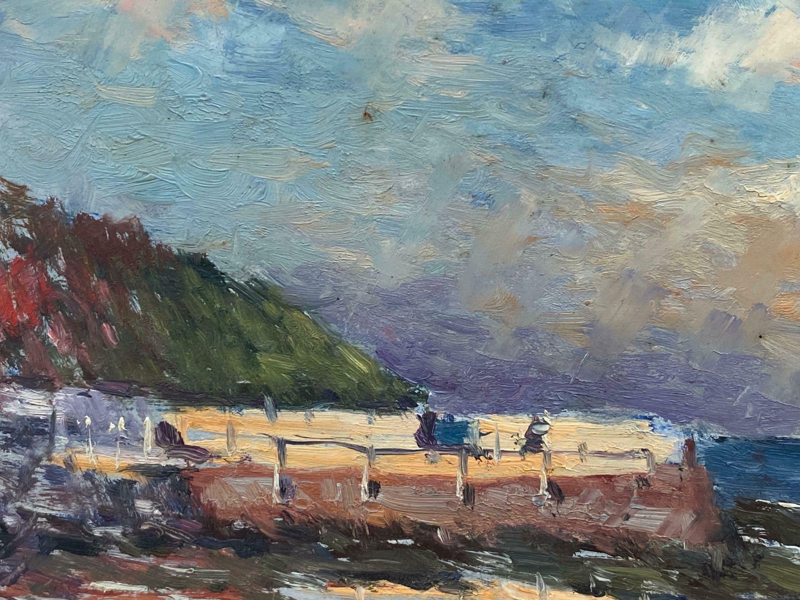 Maurice Mazeiliefrench Impressionist Oil Landscape   Beautiful Ocean Beach California photo furniture