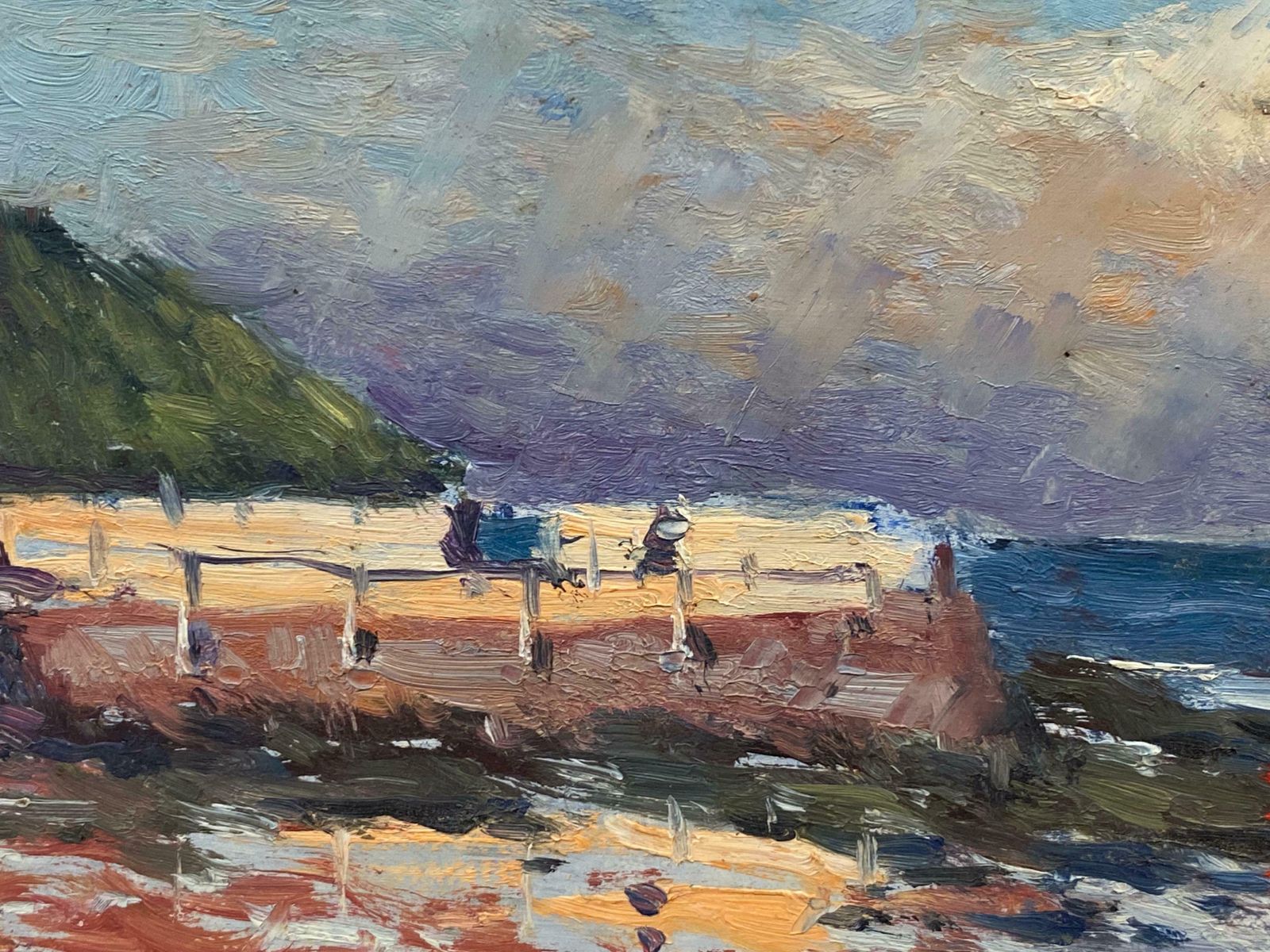 Maurice Mazeiliefrench Impressionist Oil Landscape   Beautiful Ocean Beach California photo Art