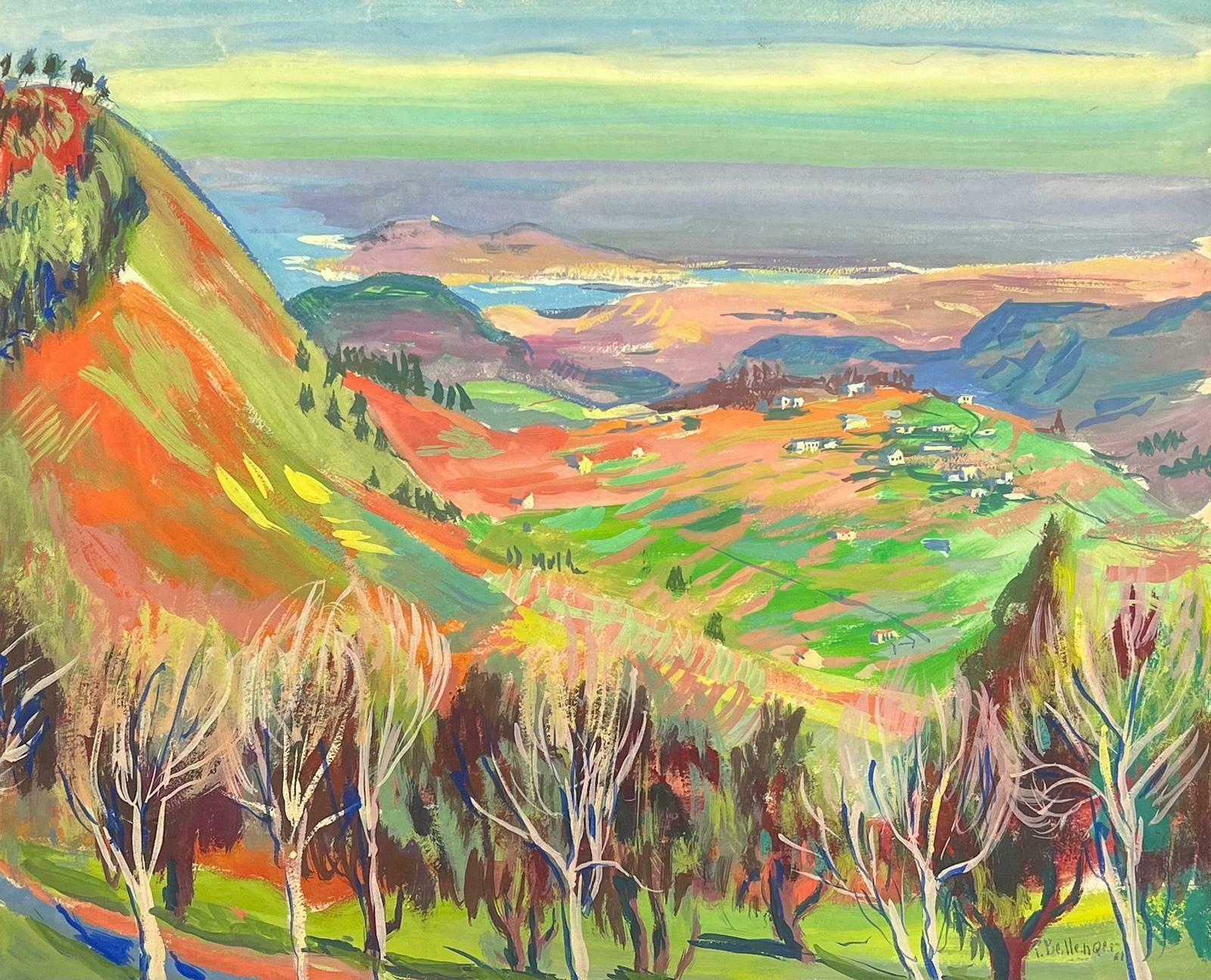 French School1960's French Signed Post Impressionist Painting Far Reaching Valley Views