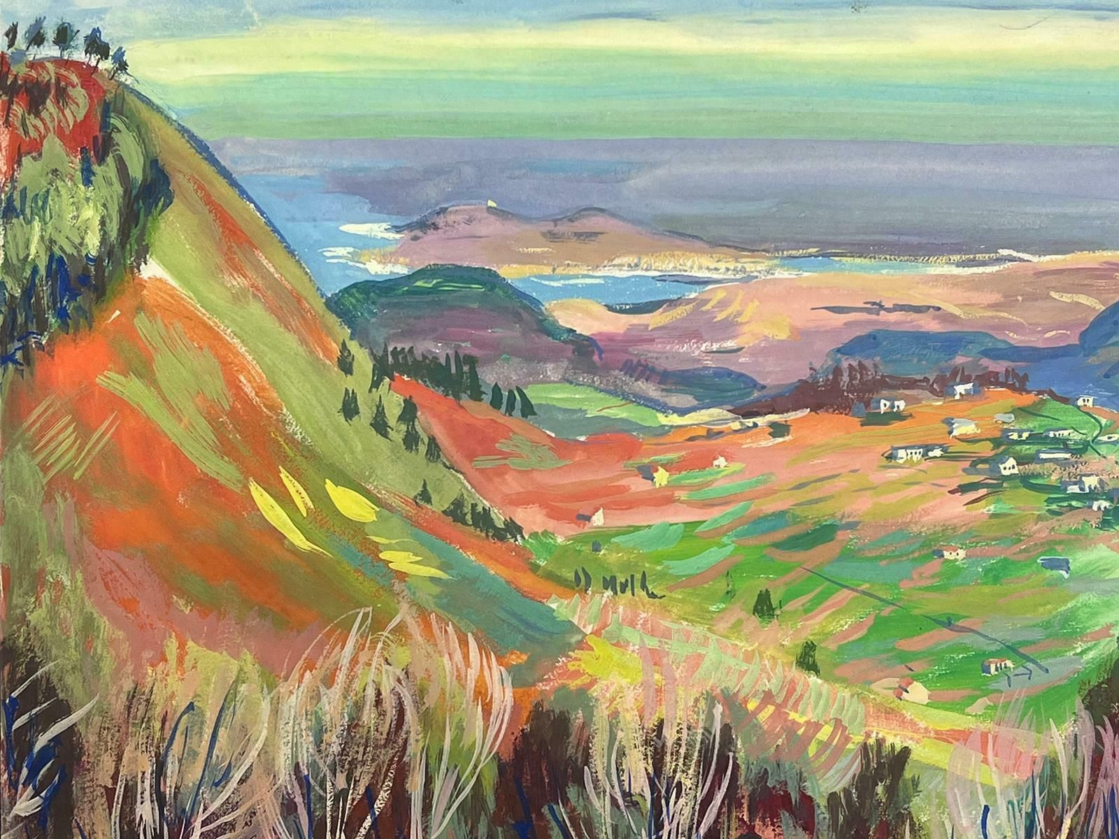 French School1960's French Signed Post Impressionist Painting Far Reaching Valley Views photo Art