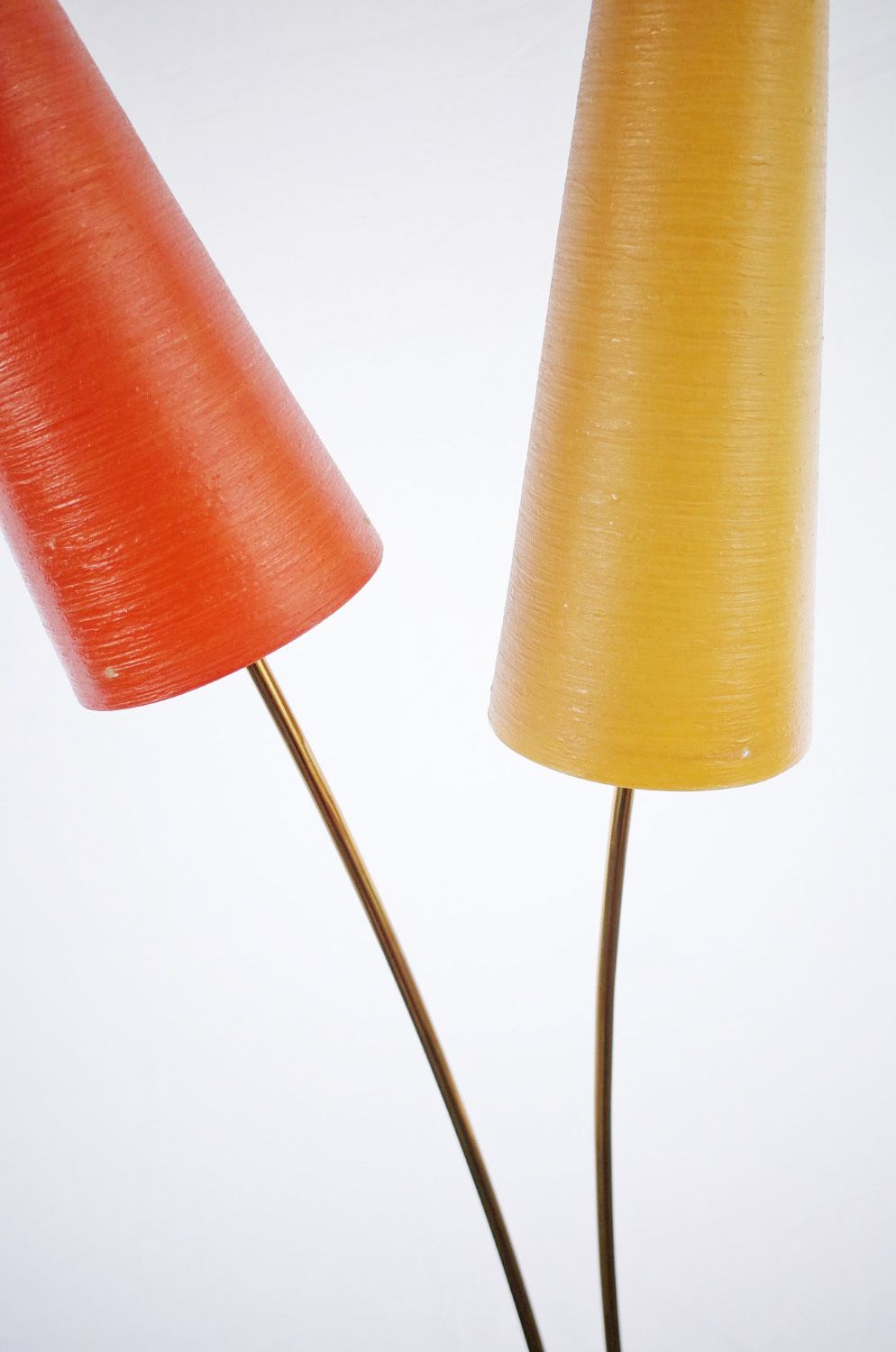 Vintage Floor Lamp In Cosack Style Fiberglass Brass