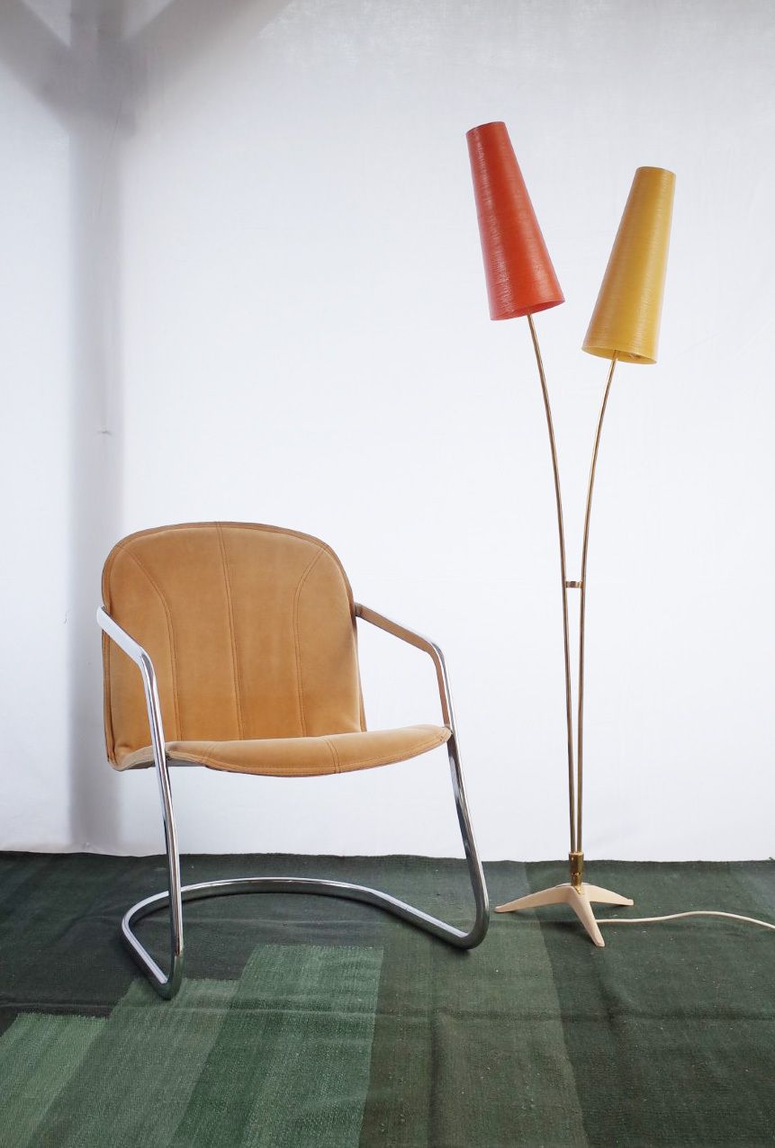 Vintage Floor Lamp In Cosack Style Fiberglass Brass photo furniture