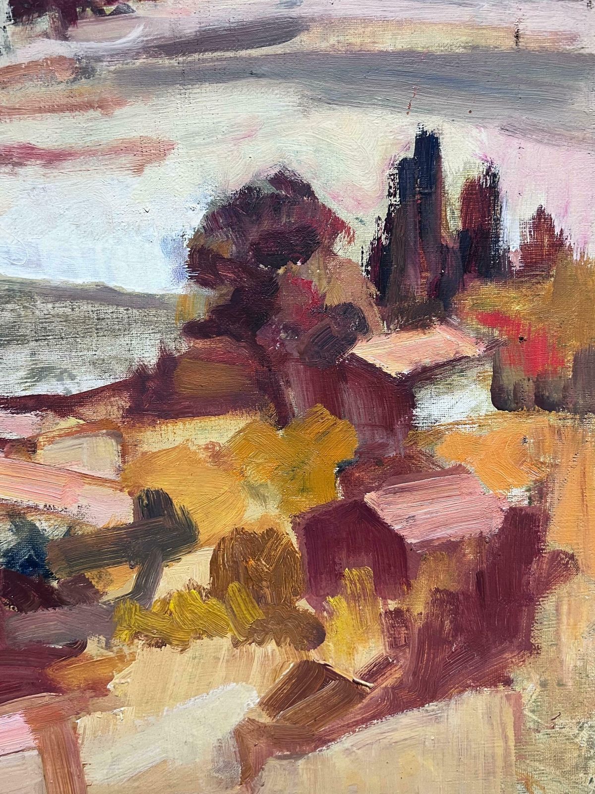 Josine Vignonlarge Mid 20th Century Post Impressionist Oil Mediterranean Hillside Village1960's photo buy