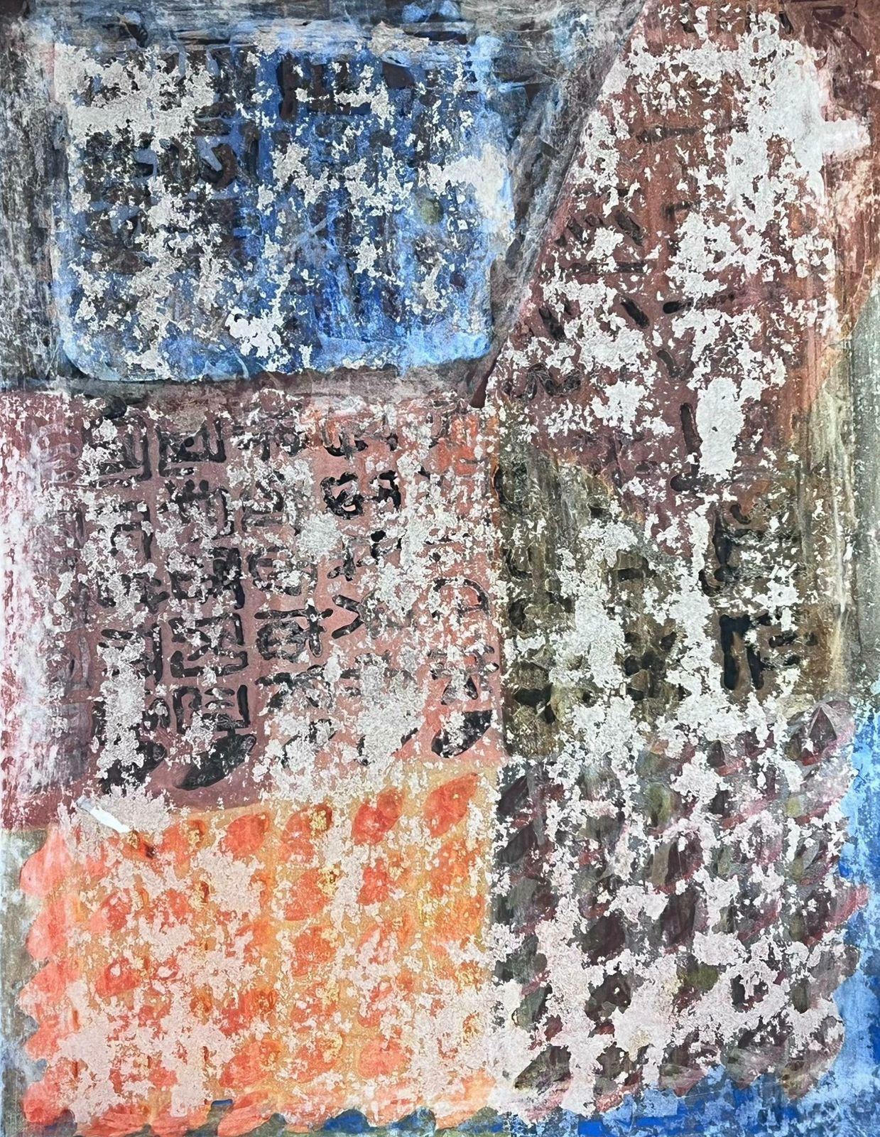 Jacques Coulais (1955 2011)french Expressionist Abstract Original Orange Blue And Brown Mid 20th Century
