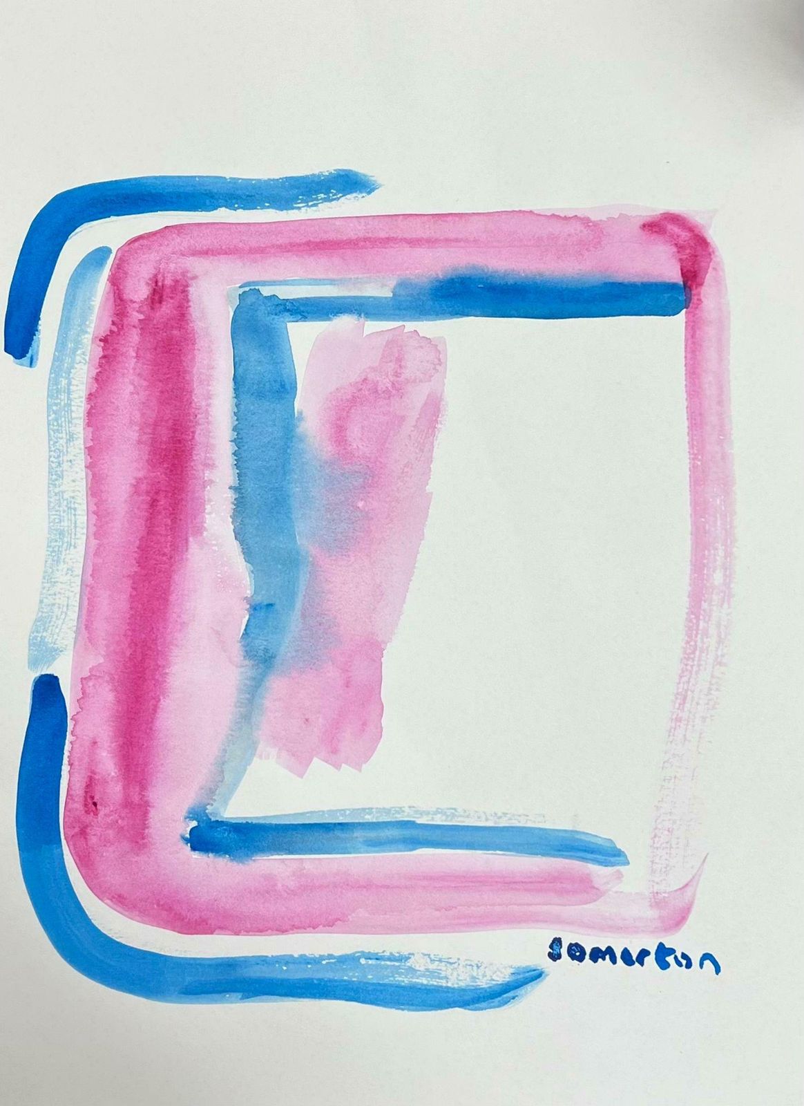 Robert Somertonabstract Expressionist British Original Watercolor Painting Shapes Patterns C. 2022