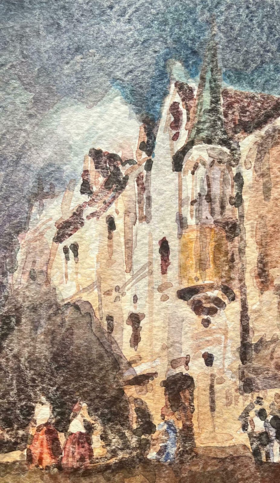 Maurice Mazeiliefrench Impressionist Watercolor Of Street Scene And Figures20th Century photo 113.0