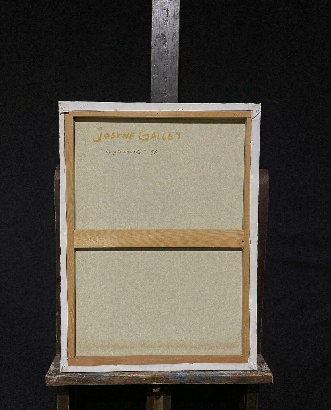 Jostne Galletfrench Modernist Signed Oil, Figures In Golden Green Landscape photo 914.0