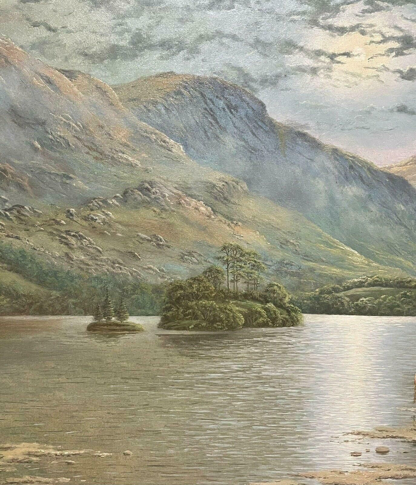 Spencer Colemanscottish Highlands Loch Scene With Cattle Watering Fading Sunset Light   Signedc. 1980's photo for sale