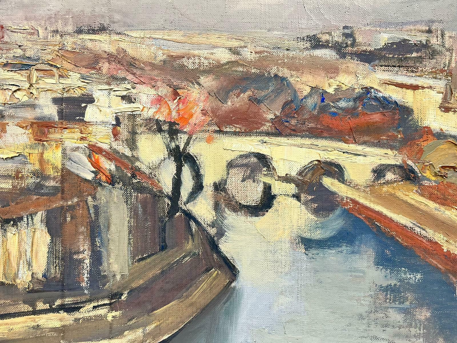 Josine Vignonfrench Post Impressionist Oil View Over Paris River Seine Ile De La Cite Skyline1960's photo vinterior