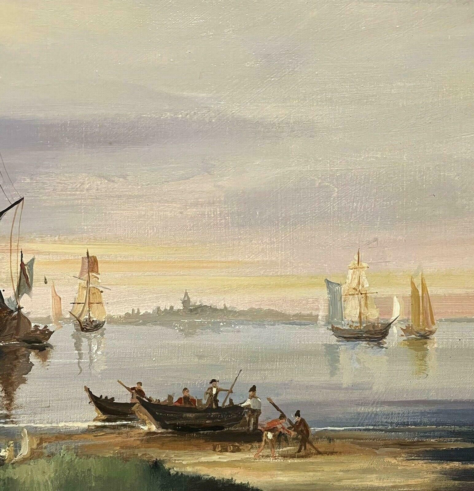 Michael Sedgwickmichael Sedgwick Signed Original Oil Painting   Shipping In Calm Coastal Waters20h Century photo 811.0