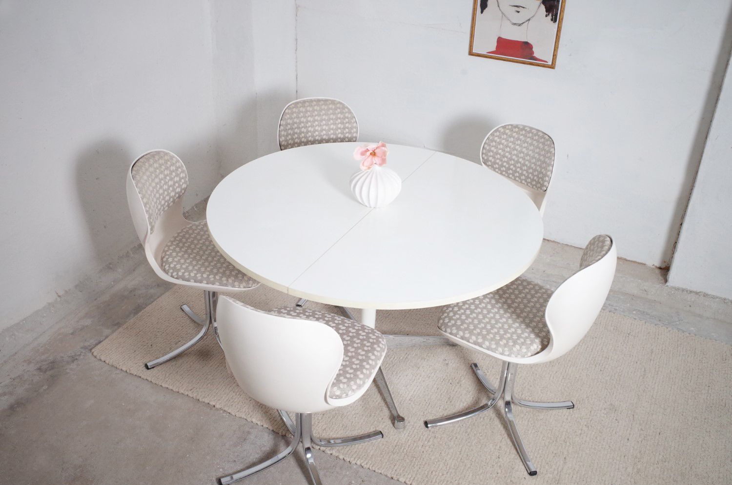 Stoll Giroflex Chairs And Hermann Miller Dining Table 1970s