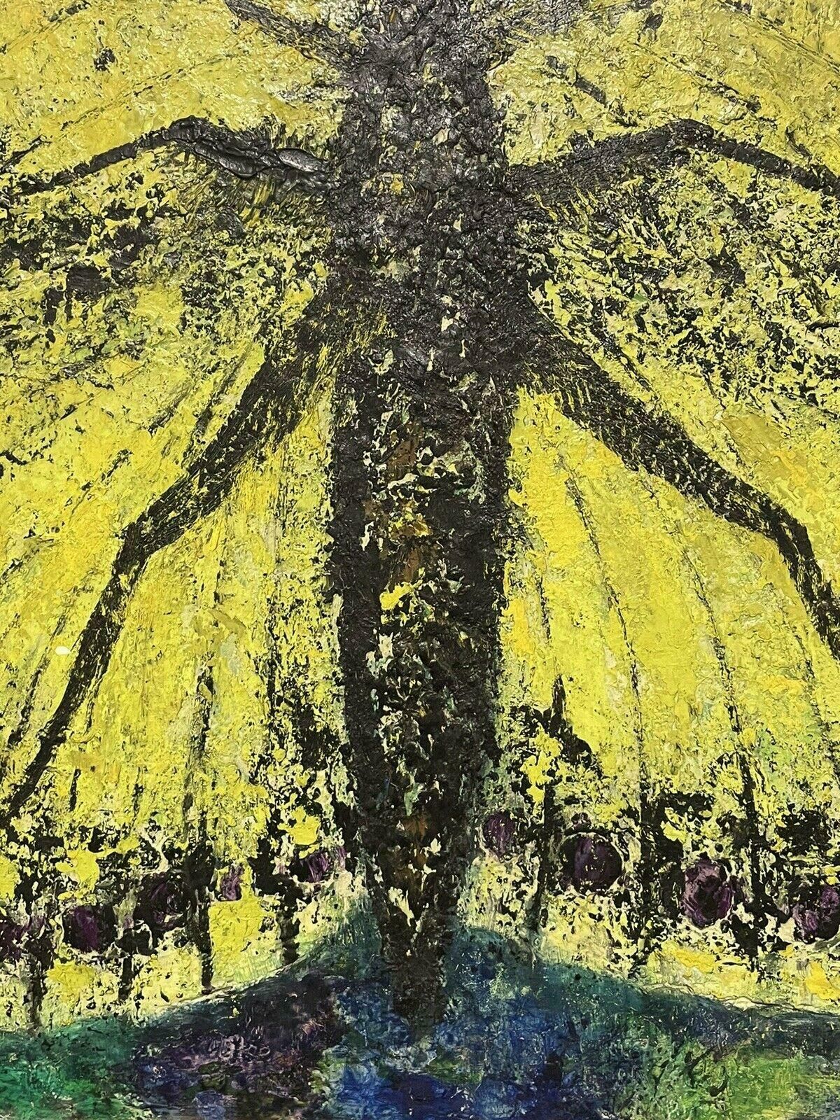 Unknownstunning 1970's French Expressionist Signed Oil   Giant Butterfly/ Moth Paintingc. 1970's photo Art