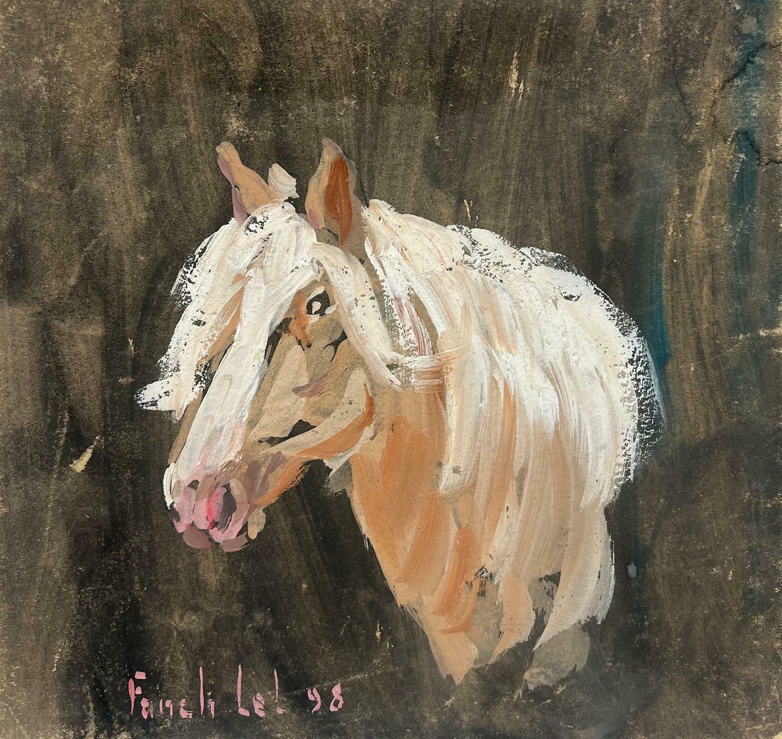 Fanch Lelportrait Of A Palomino Light Chestnut Horse With Flowing Mane Original Painting20th Century