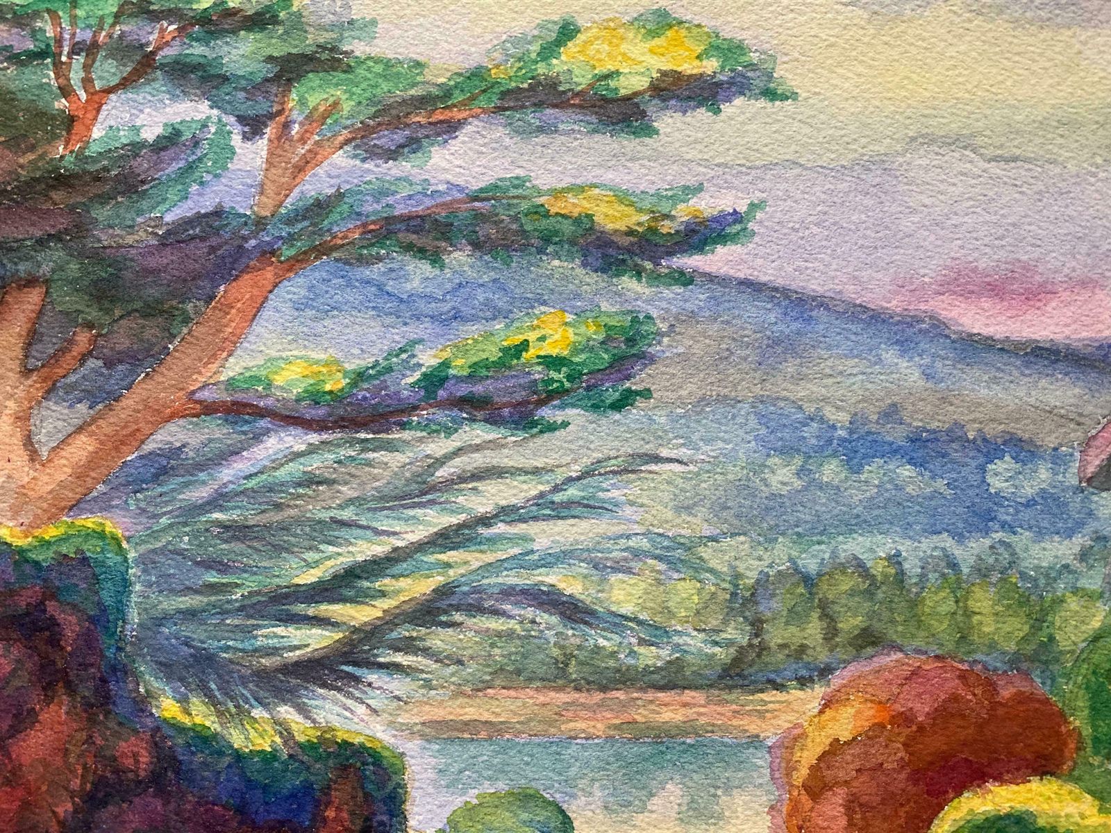 Louis Bellon1940's Provence Painting Vibrant Tree Landscape    Post Impressionist Artistc. 1940s photo Art