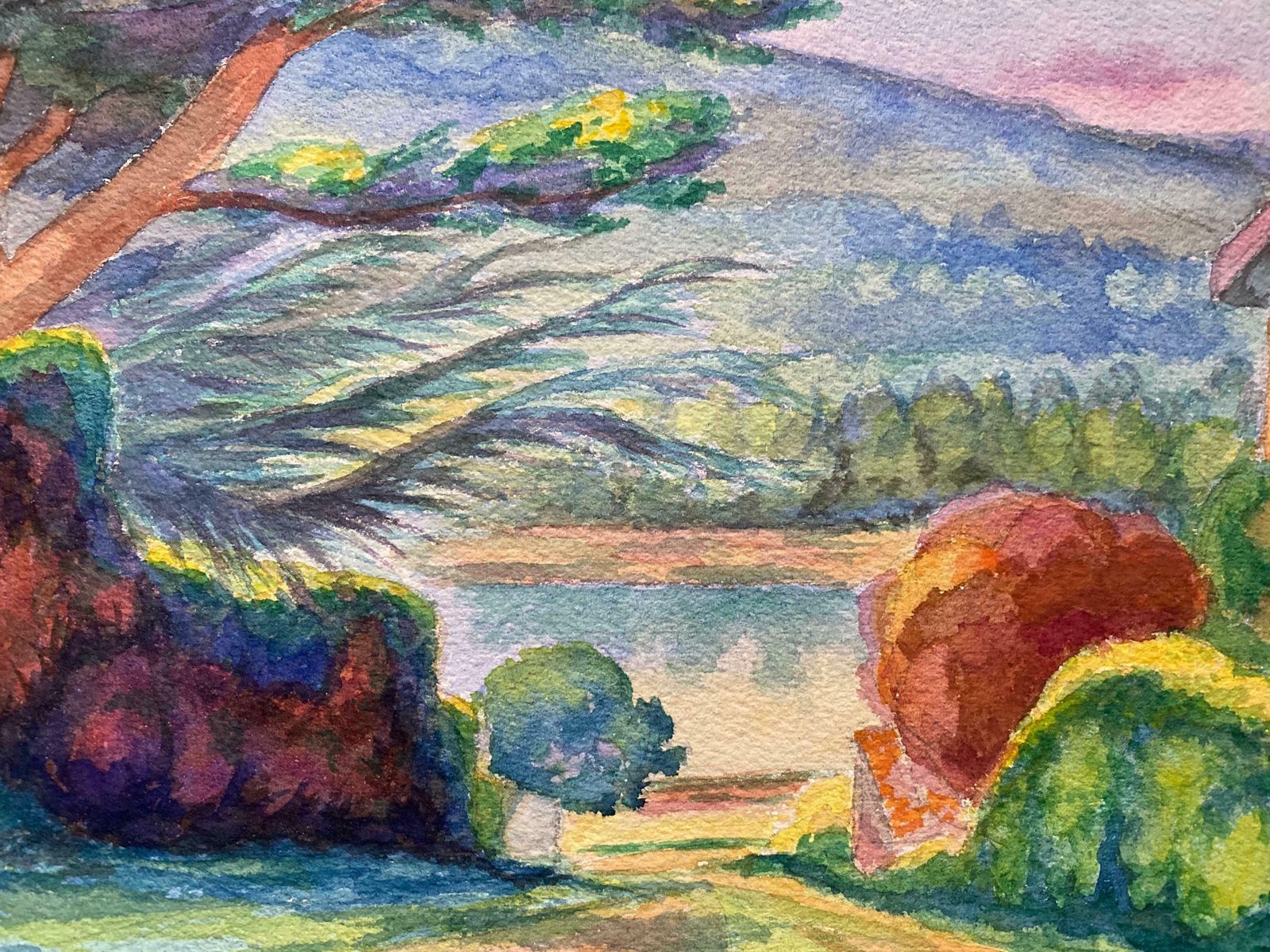 Louis Bellon1940's Provence Painting Vibrant Tree Landscape    Post Impressionist Artistc. 1940s photo 673.0