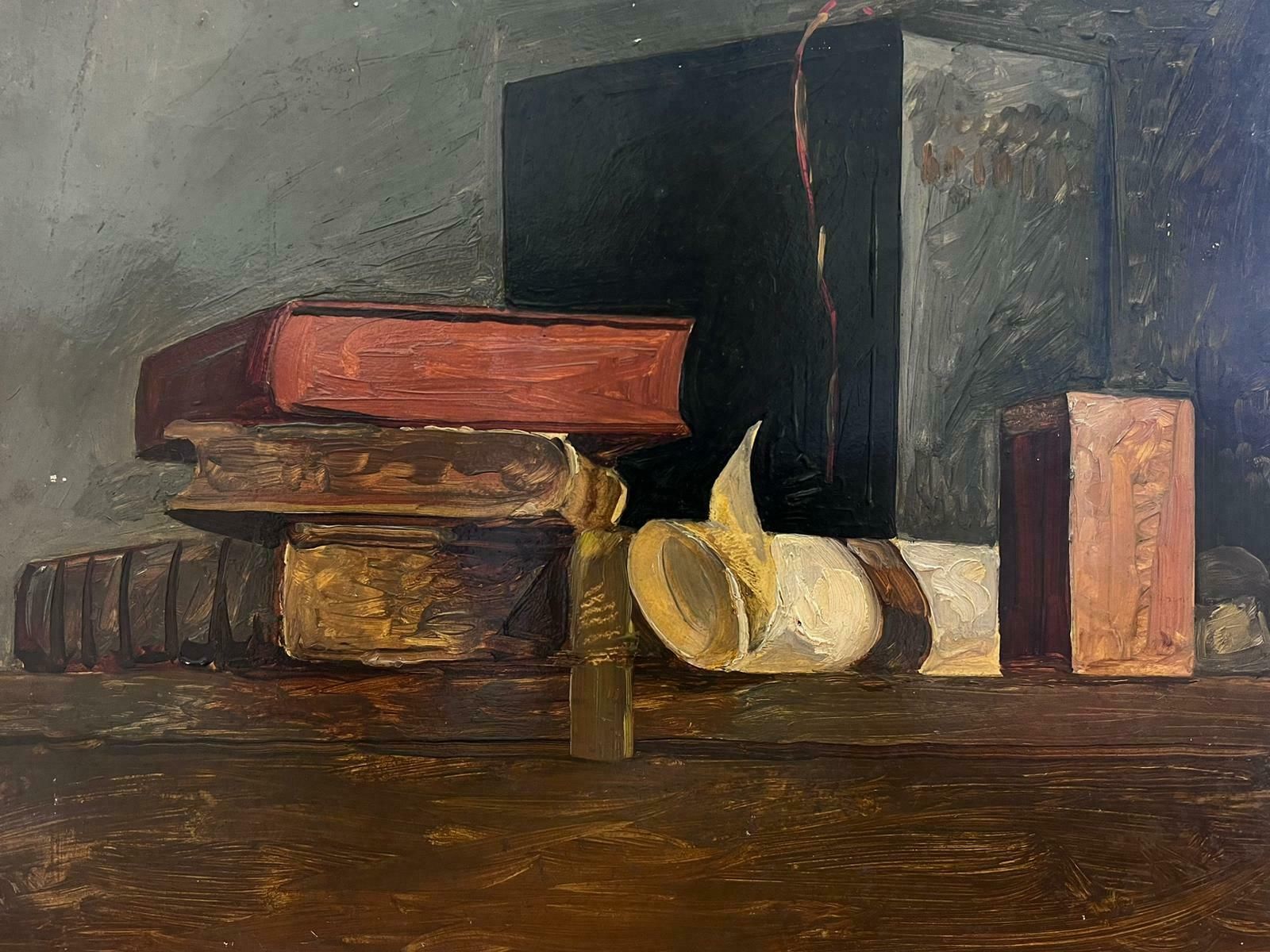 French Schoolmid 20th Century French Still Life Oil Painting Pile Of Books photo 357.0