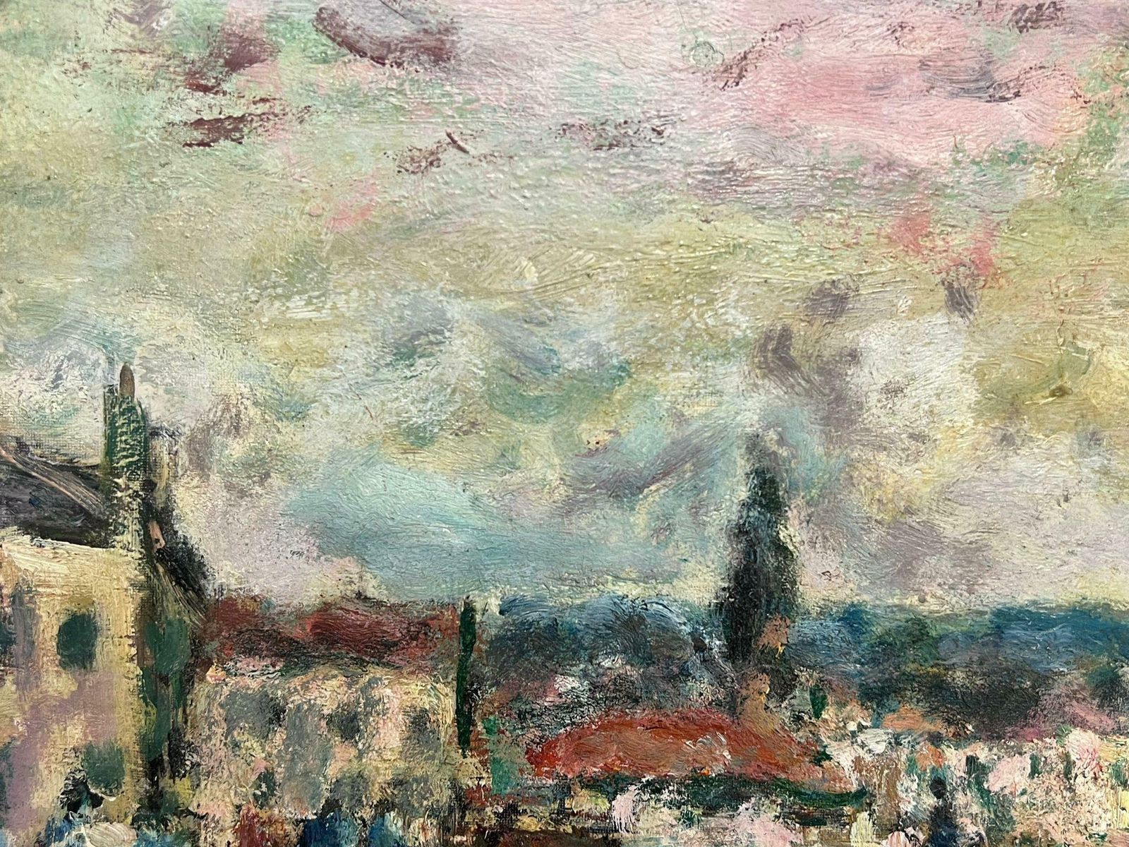 Georges Bousquaitmid 20th Century French Post Impressionist Grand Place De Charroux Vienna Town photo furniture