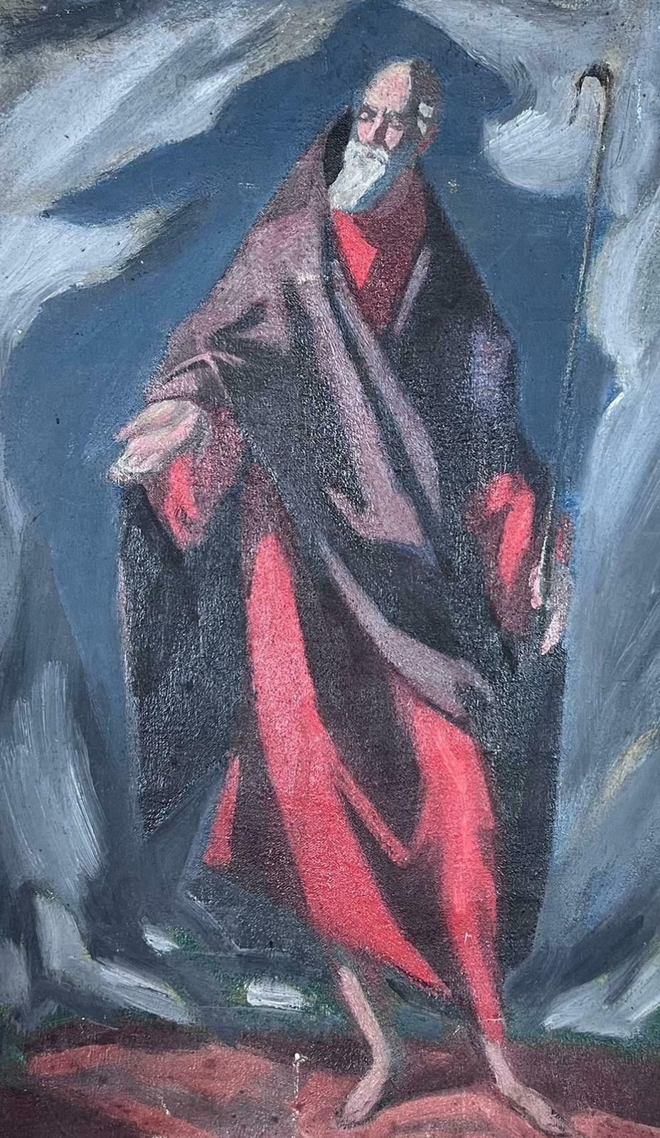 Josine Vignon1950s French Post Impressionist Historic Shepard In Purple Robe Holding A Crook1950s