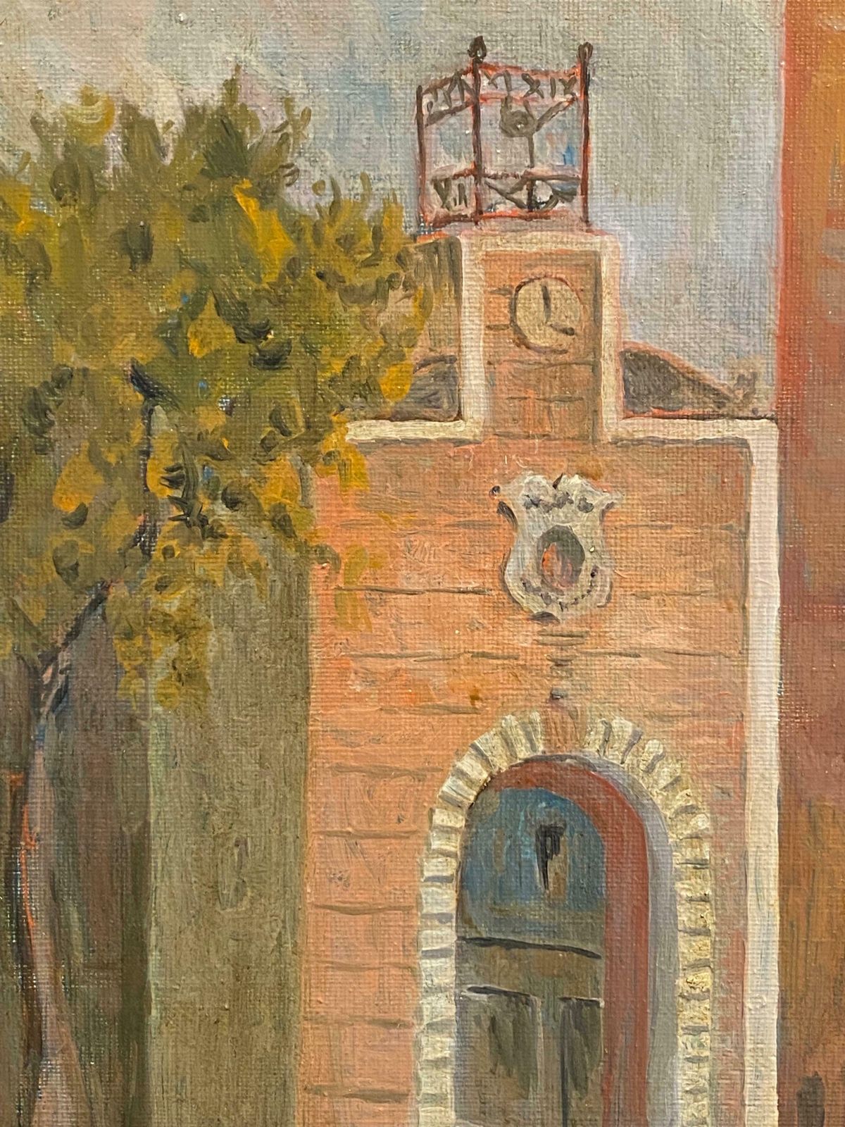 Bernard Labbe1950's French Modernist/ Cubist Painting Signed   French Clock Tower photo furniture