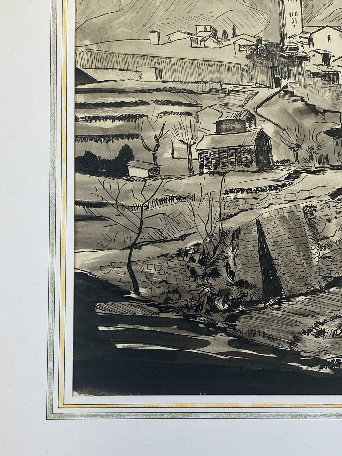 Bernard Labbe1950's Modernist/ Cubist Painting   Black & White French Landscape1950's photo 816.0