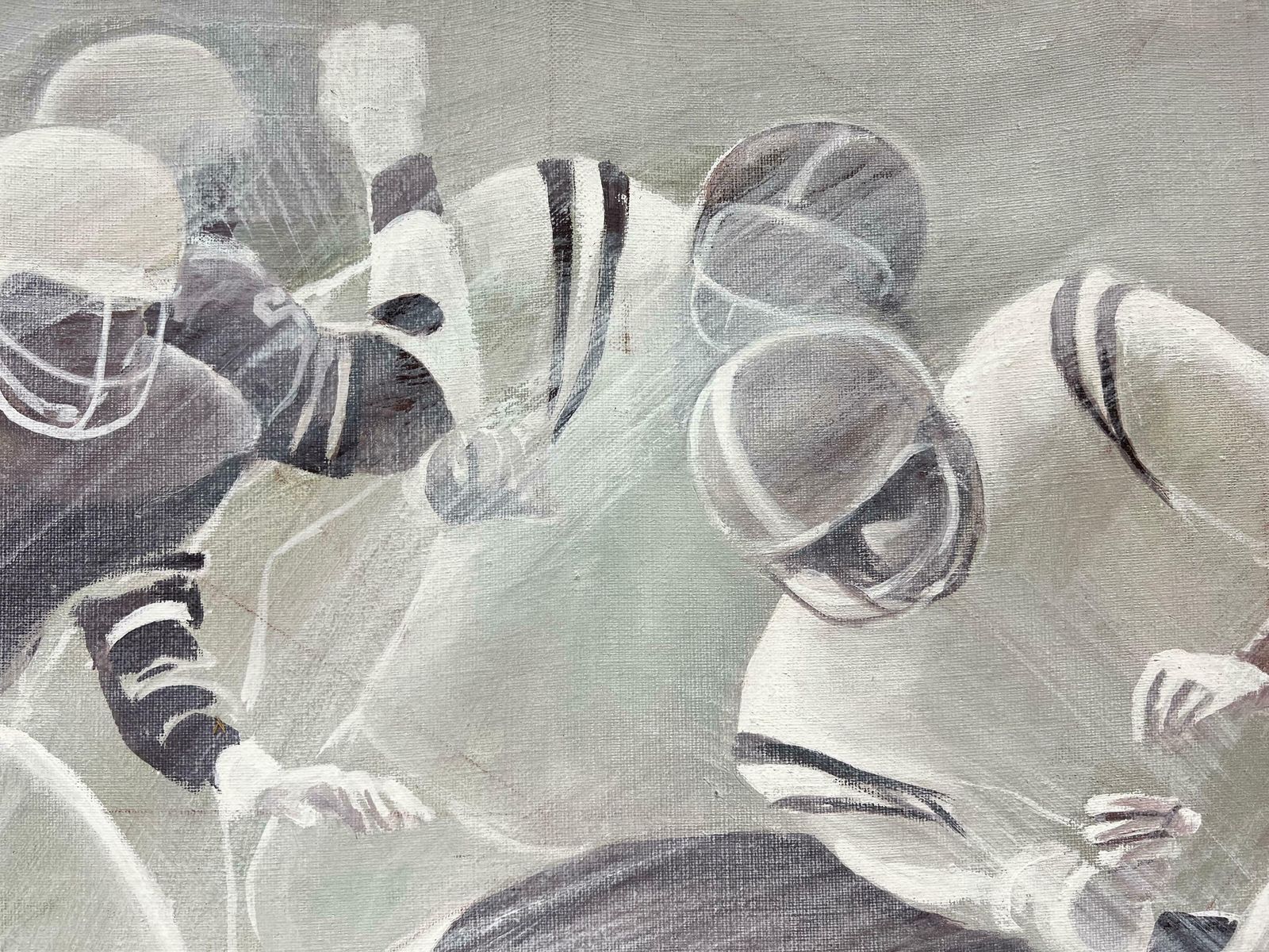 20th Century French Schoolamerican Soccer Game, Dramatic 20th Century Oil Painting, Signed 1980's Period photo vinterior